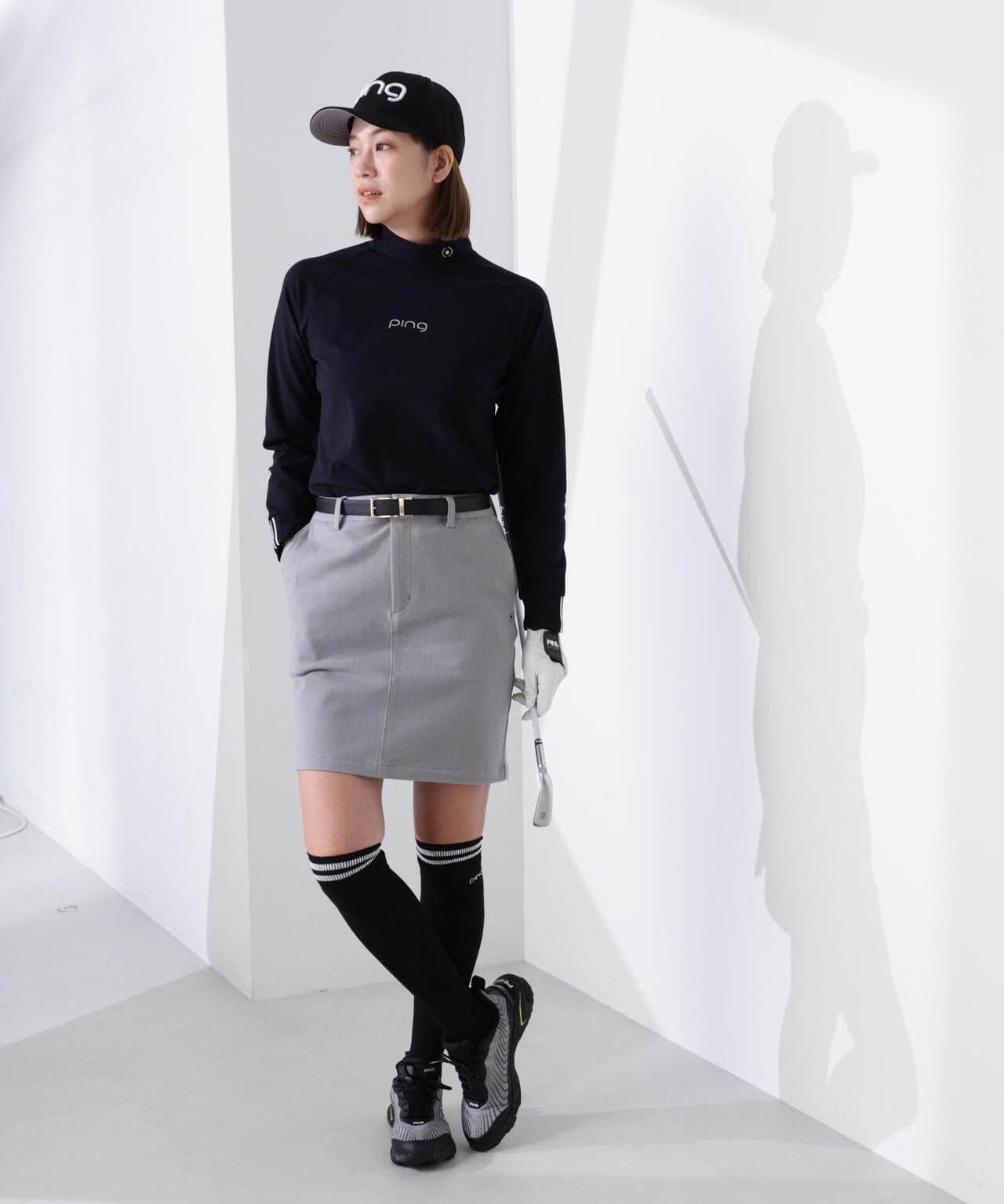 【PING APPAREL】サーモソーラー バックカノコ長袖ハイネックカットソー <GOLD> (LADIES)