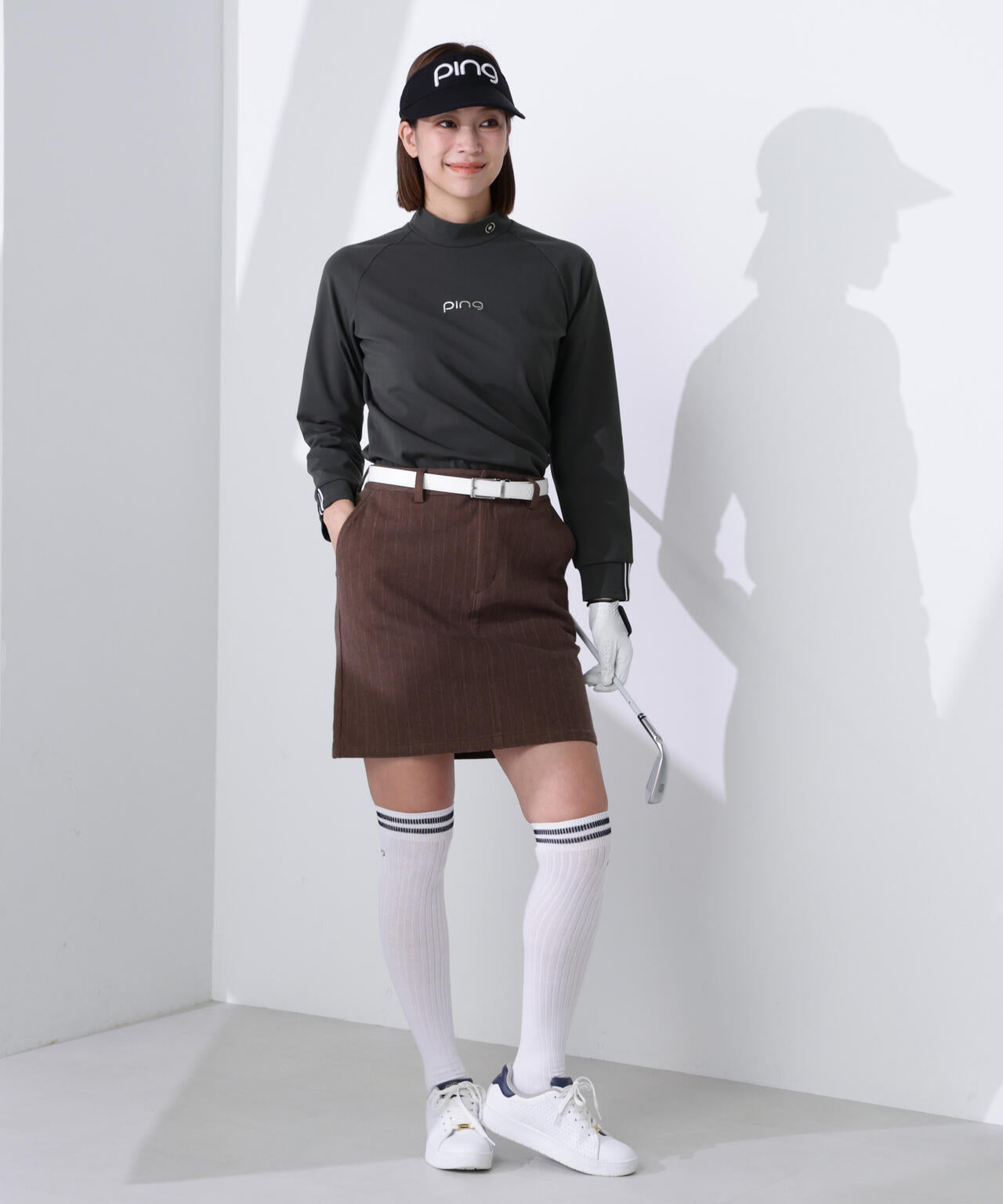 【PING APPAREL】サーモソーラー バックカノコ長袖ハイネックカットソー <GOLD> (LADIES)