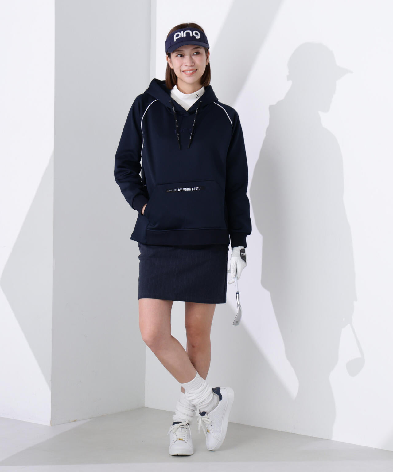 【PING APPAREL】サーモソーラー バックカノコ長袖ハイネックカットソー <GOLD> (LADIES)