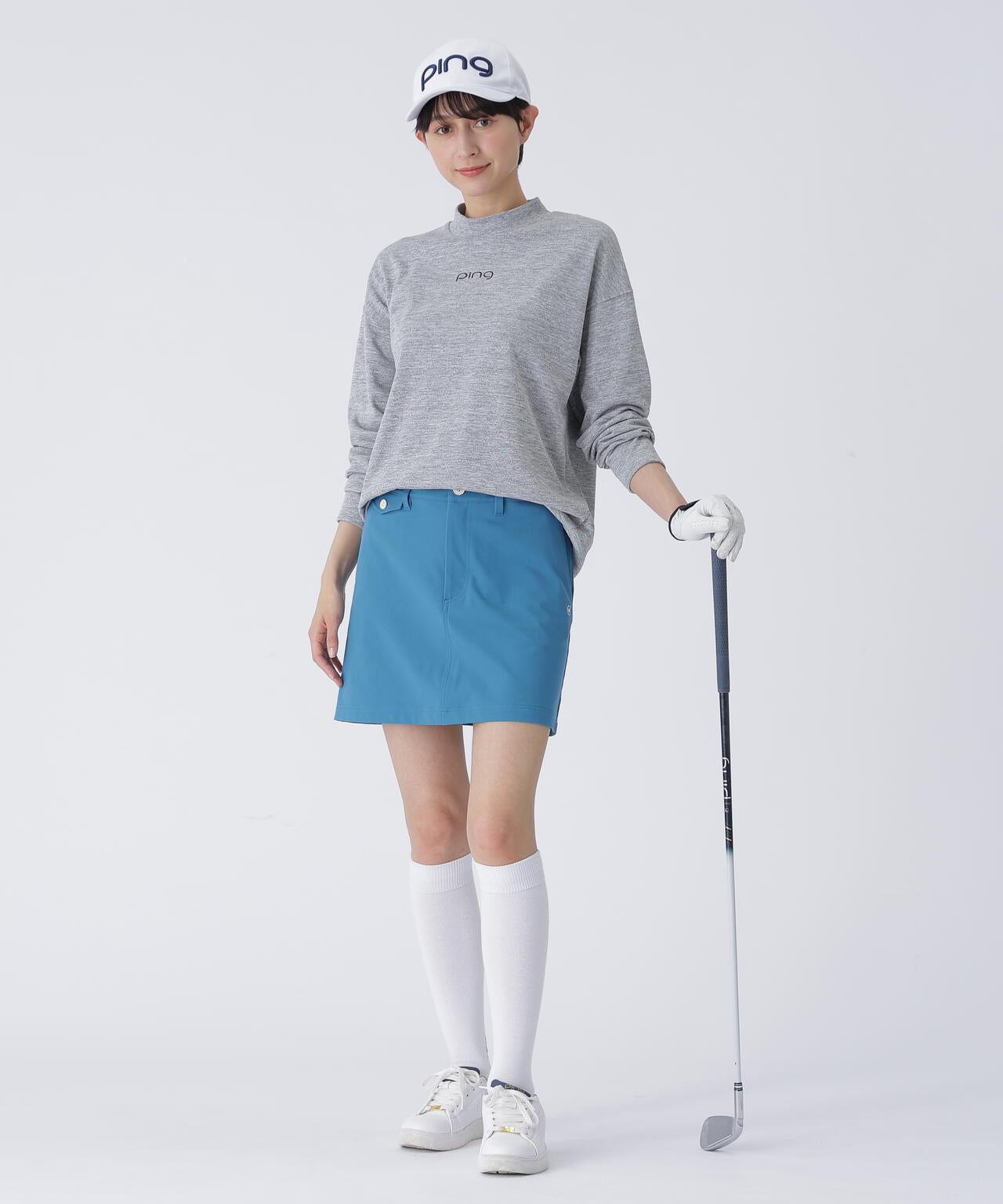 【PING APPAREL】引き揃え天竺ドライミックス長袖ハイネックカットソー <LADIES LINE> (LADIES)