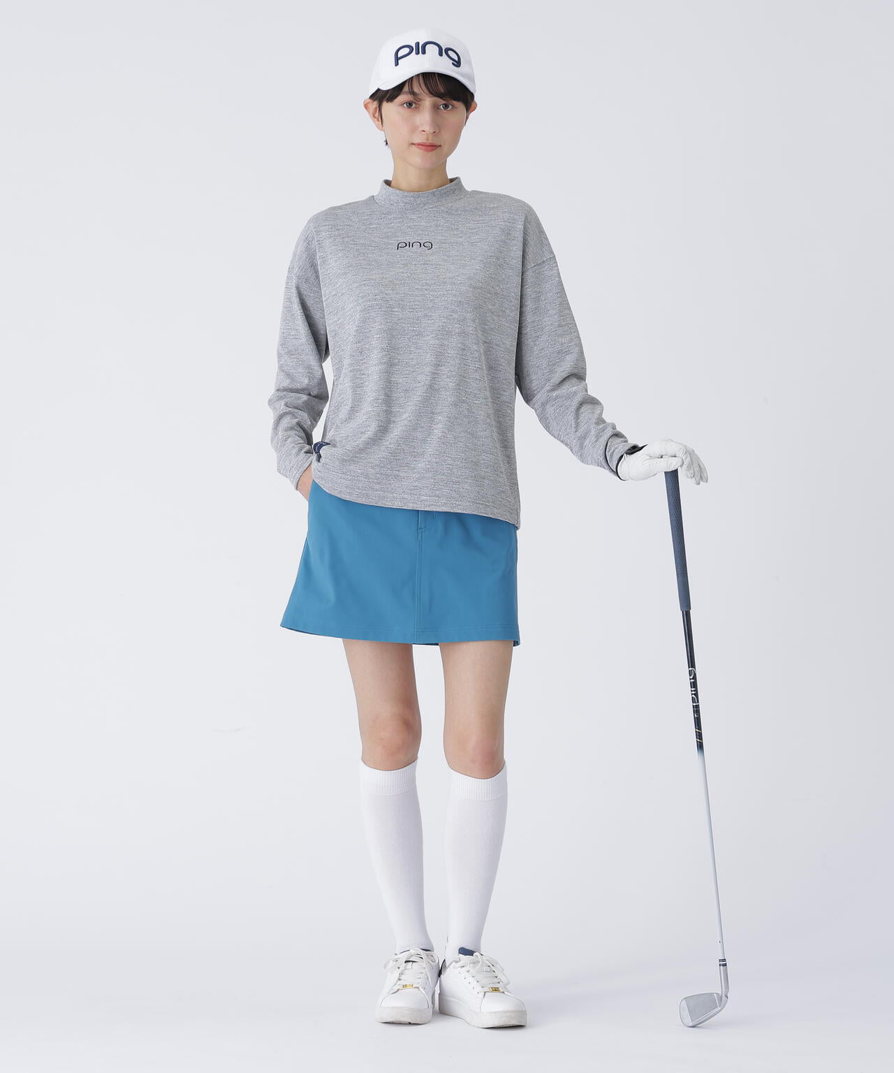 【PING APPAREL】引き揃え天竺ドライミックス長袖ハイネックカットソー <LADIES LINE> (LADIES)