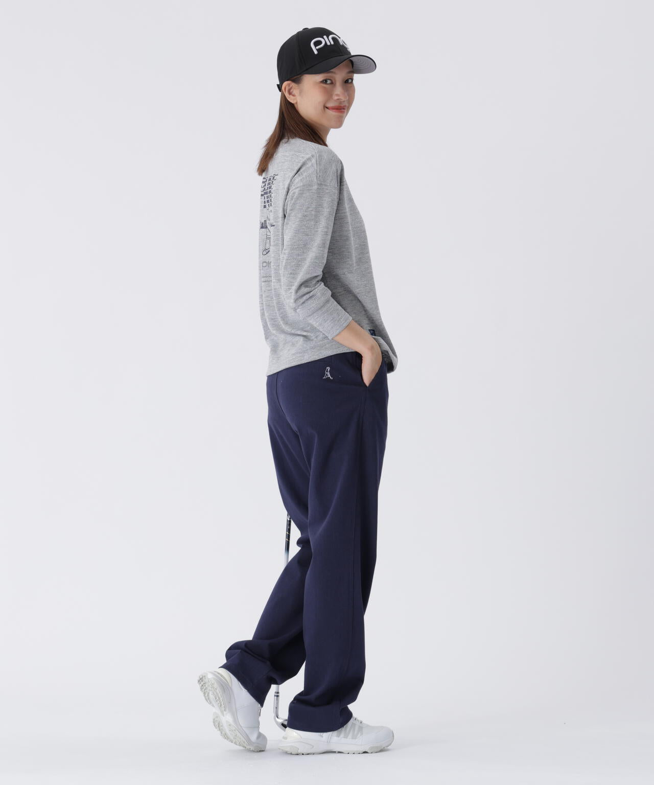 【PING APPAREL】引き揃え天竺ドライミックス長袖ハイネックカットソー <LADIES LINE> (LADIES)