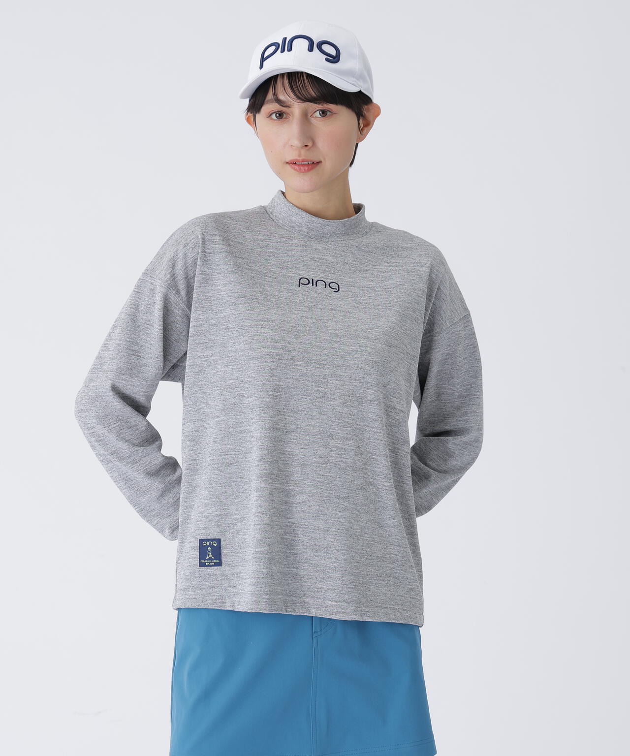 【PING APPAREL】引き揃え天竺ドライミックス長袖ハイネックカットソー <LADIES LINE> (LADIES)
