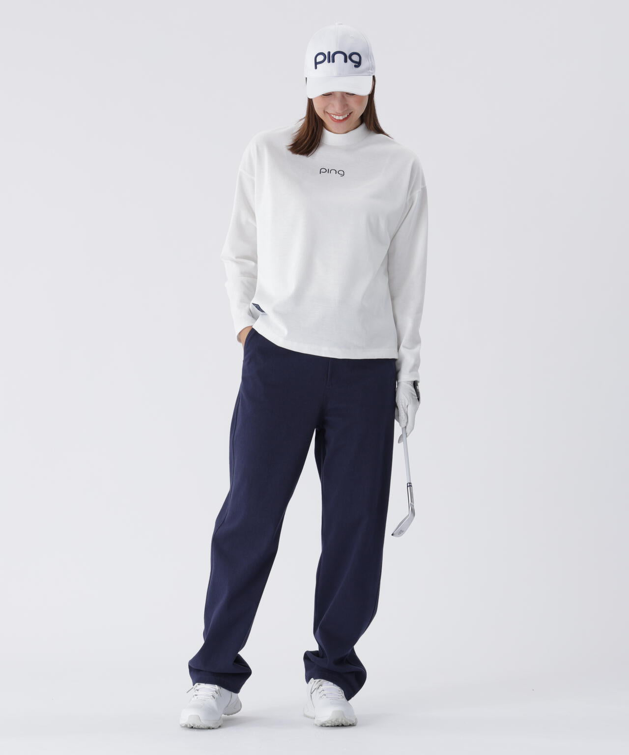 【PING APPAREL】引き揃え天竺ドライミックス長袖ハイネックカットソー <LADIES LINE> (LADIES)