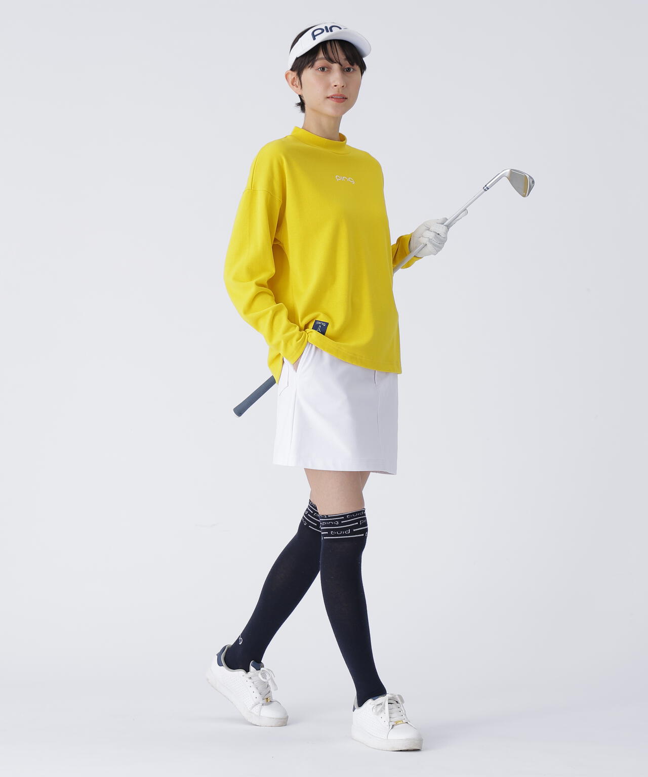 【PING APPAREL】引き揃え天竺ドライミックス長袖ハイネックカットソー <LADIES LINE> (LADIES)