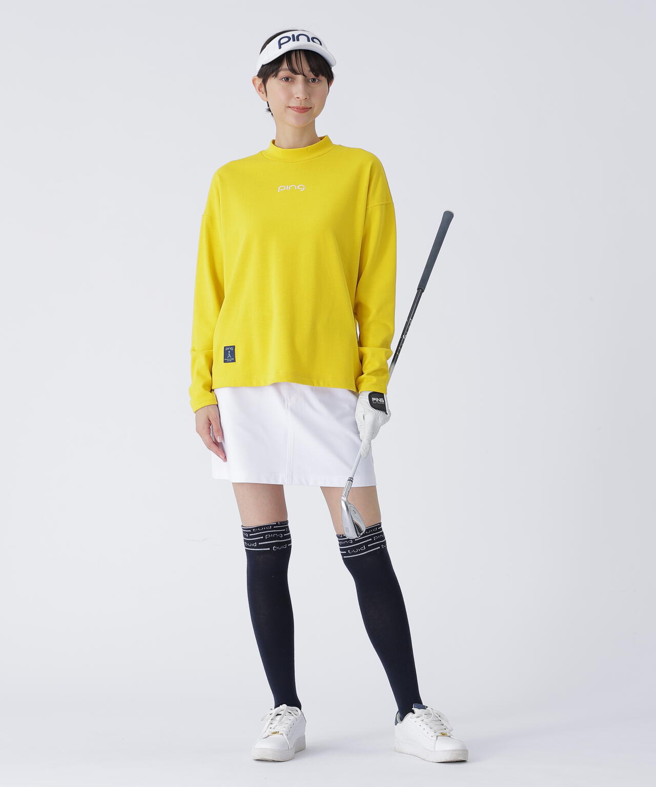【PING APPAREL】引き揃え天竺ドライミックス長袖ハイネックカットソー <LADIES LINE> (LADIES)