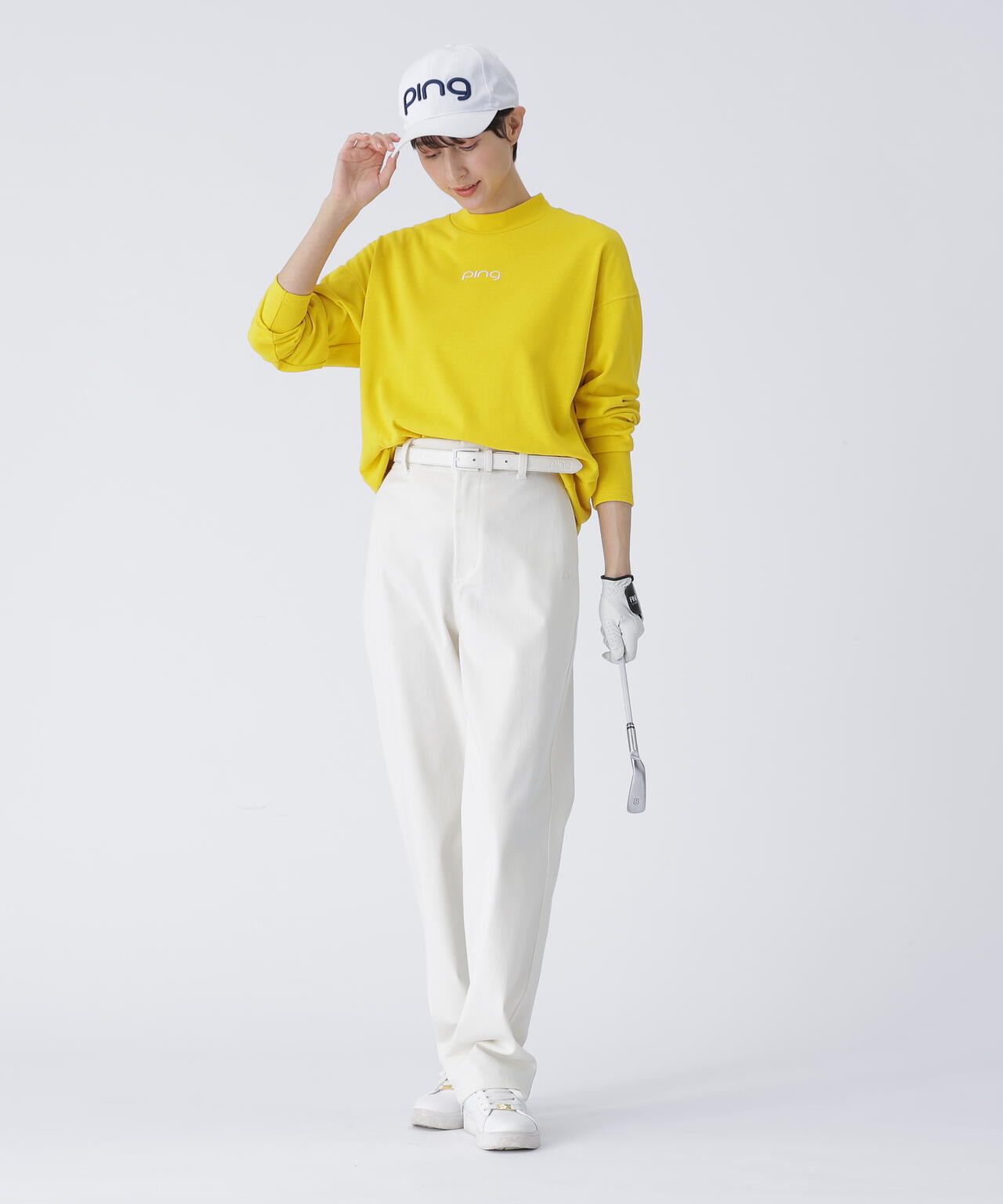 【PING APPAREL】引き揃え天竺ドライミックス長袖ハイネックカットソー <LADIES LINE> (LADIES)