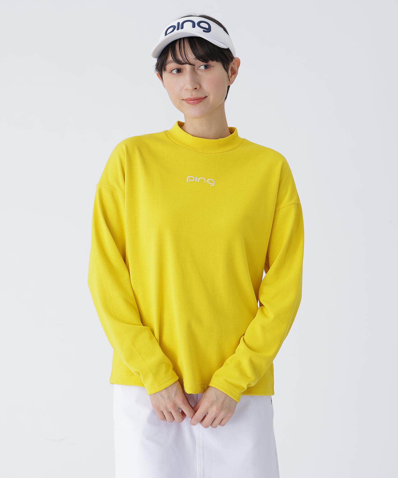 【PING APPAREL】引き揃え天竺ドライミックス長袖ハイネックカットソー <LADIES LINE> (LADIES)