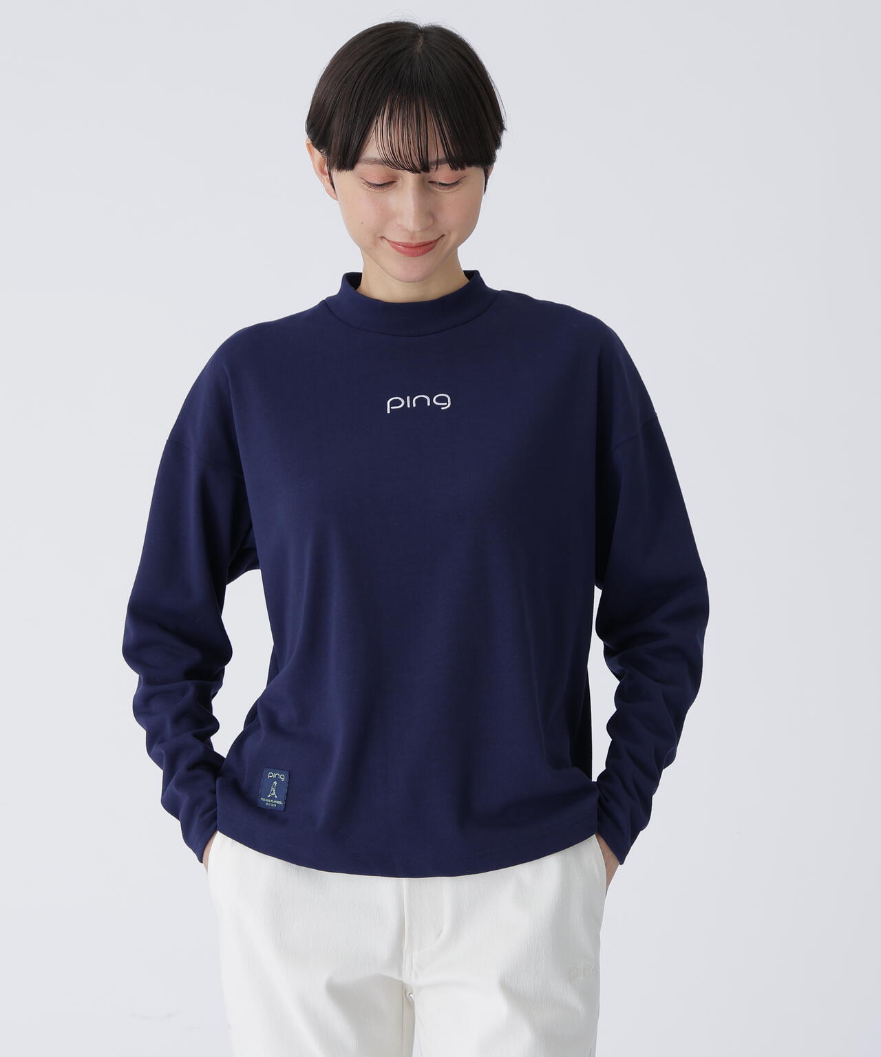 【PING APPAREL】引き揃え天竺ドライミックス長袖ハイネックカットソー <LADIES LINE> (LADIES)