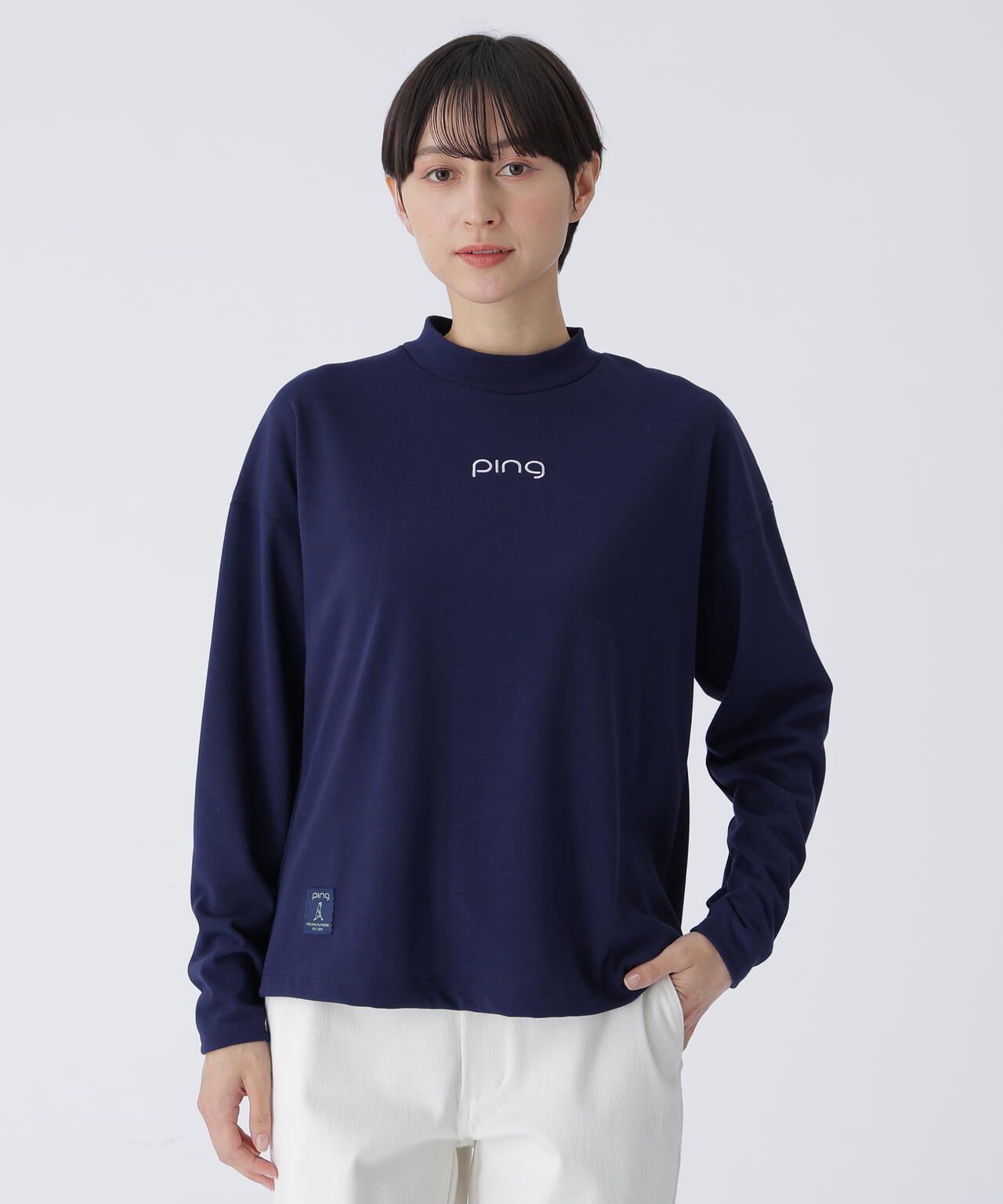 【PING APPAREL】引き揃え天竺ドライミックス長袖ハイネックカットソー <LADIES LINE> (LADIES)