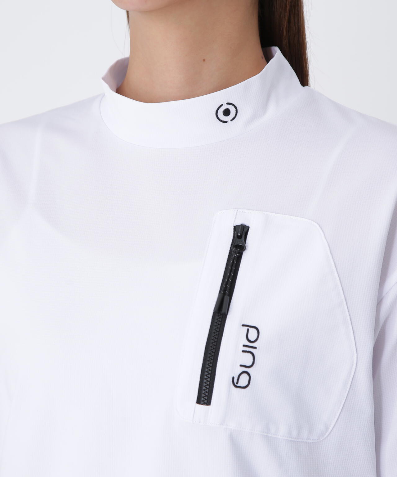 【PING APPAREL】EPIXミニワッフルバイカラー半袖ハイネックシャツ <GOLD> (LADIES)