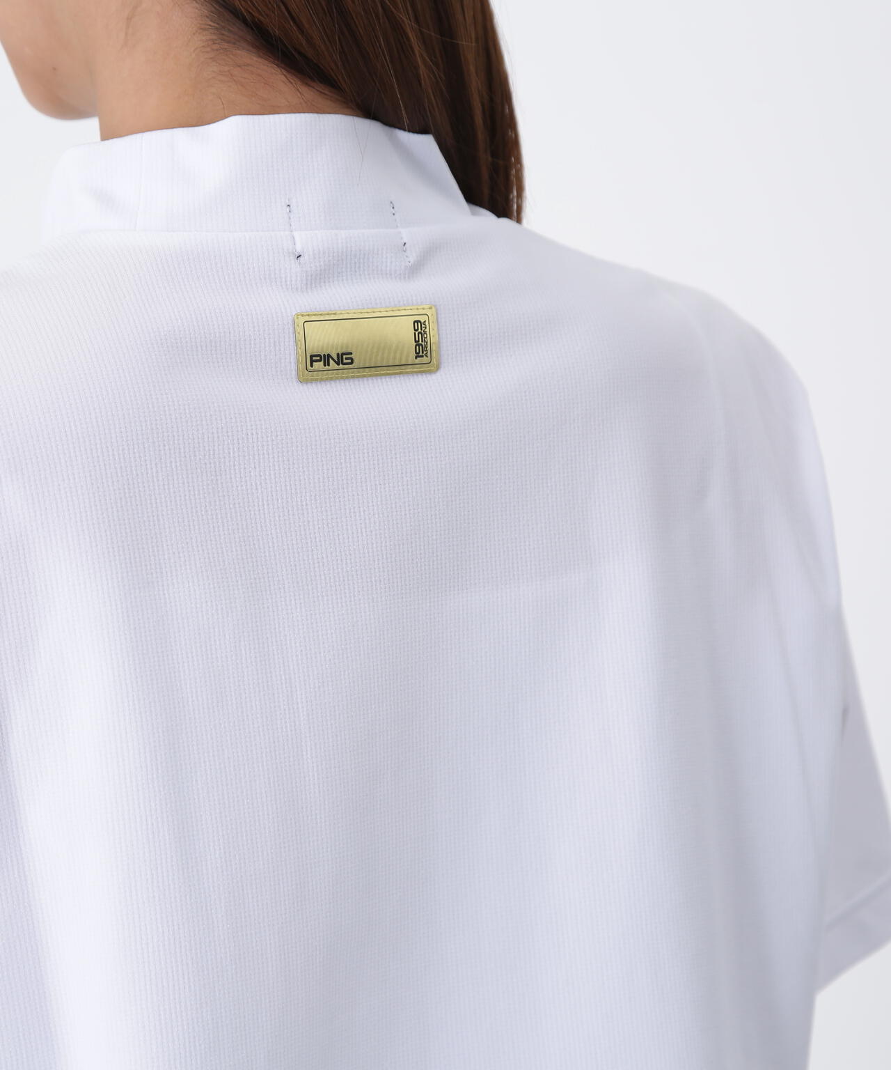 【PING APPAREL】EPIXミニワッフルバイカラー半袖ハイネックシャツ <GOLD> (LADIES)