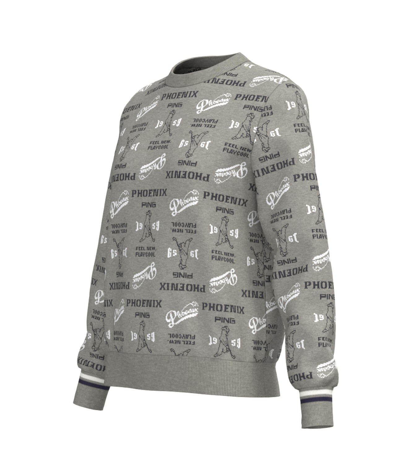 【PING APPAREL】ジャガード総柄クルーネックニットプルオーバー <LADIES LINE> (LADIES)