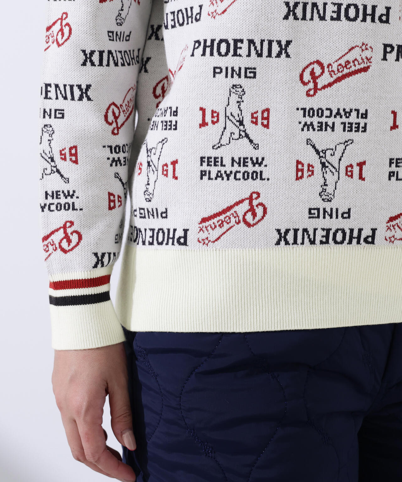 【PING APPAREL】ジャガード総柄クルーネックニットプルオーバー <LADIES LINE> (LADIES)