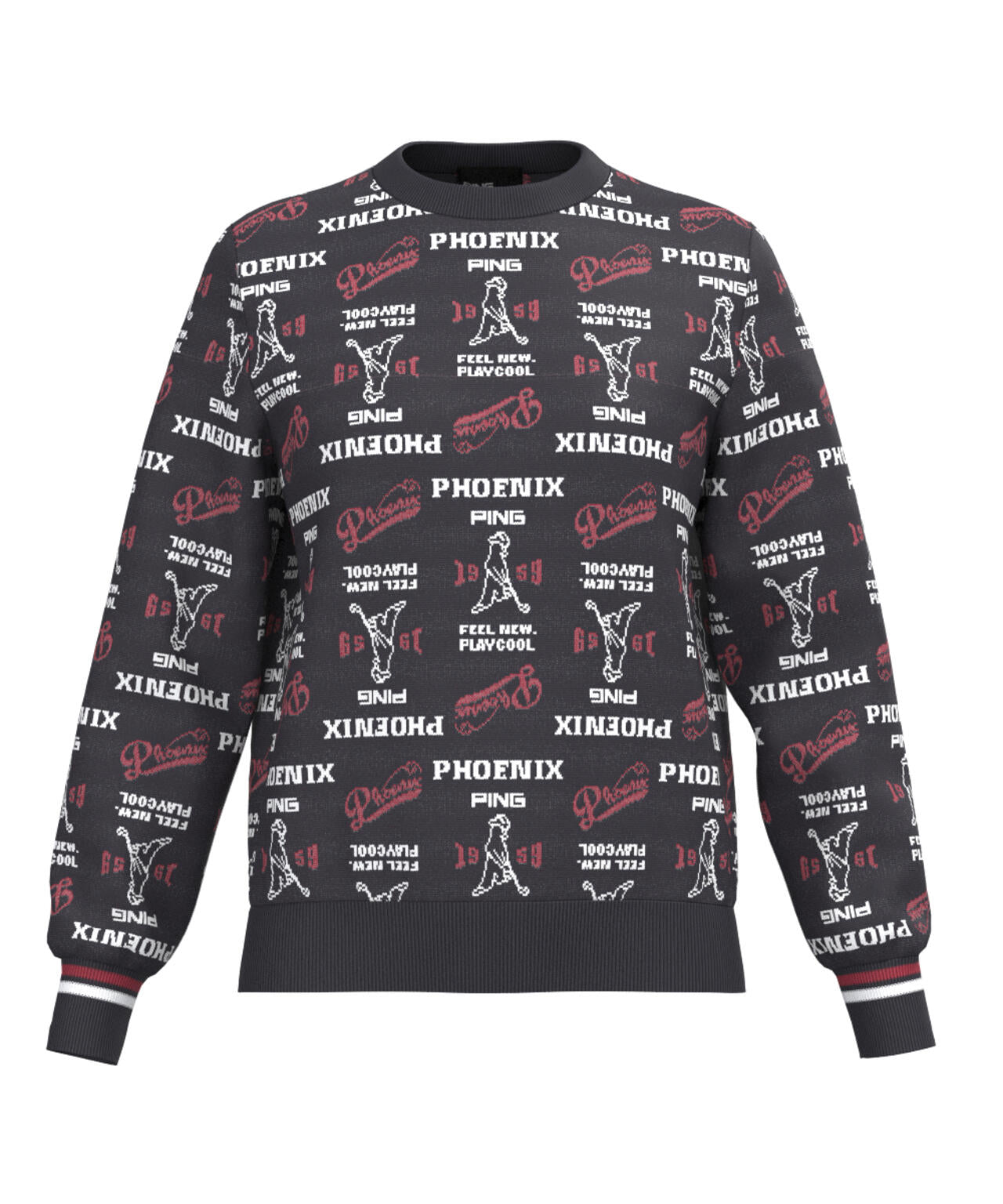 【PING APPAREL】ジャガード総柄クルーネックニットプルオーバー <LADIES LINE> (LADIES)