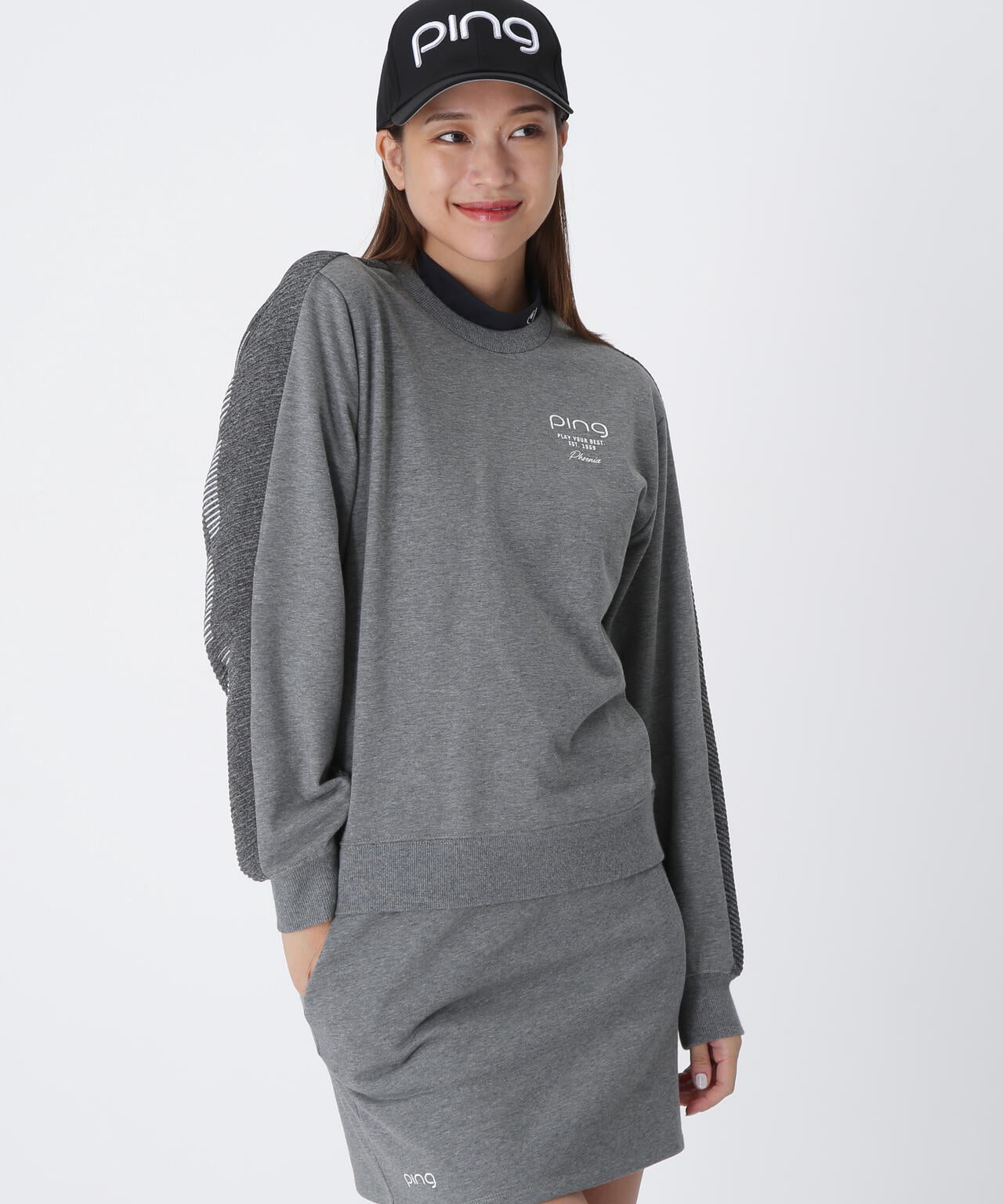 【PING APPAREL】ジャガードニット/カットソー リップルロゴクルーネックニット <GOLD> (LADIES)