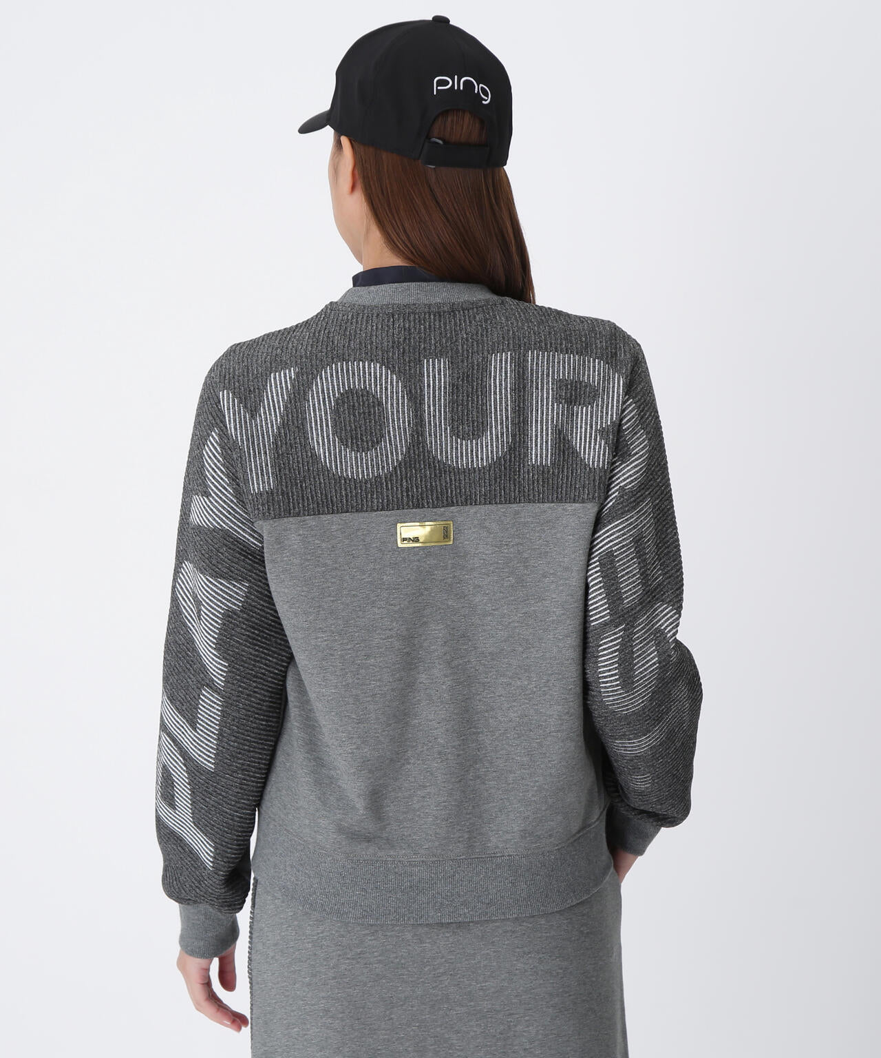 【PING APPAREL】ジャガードニット/カットソー リップルロゴクルーネックニット <GOLD> (LADIES)