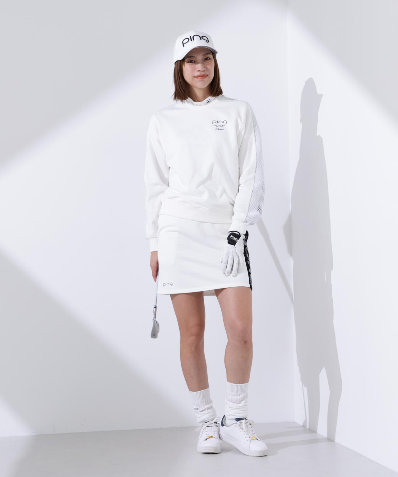 【PING APPAREL】ジャガードニット/カットソー リップルロゴクルーネックニット <GOLD> (LADIES)