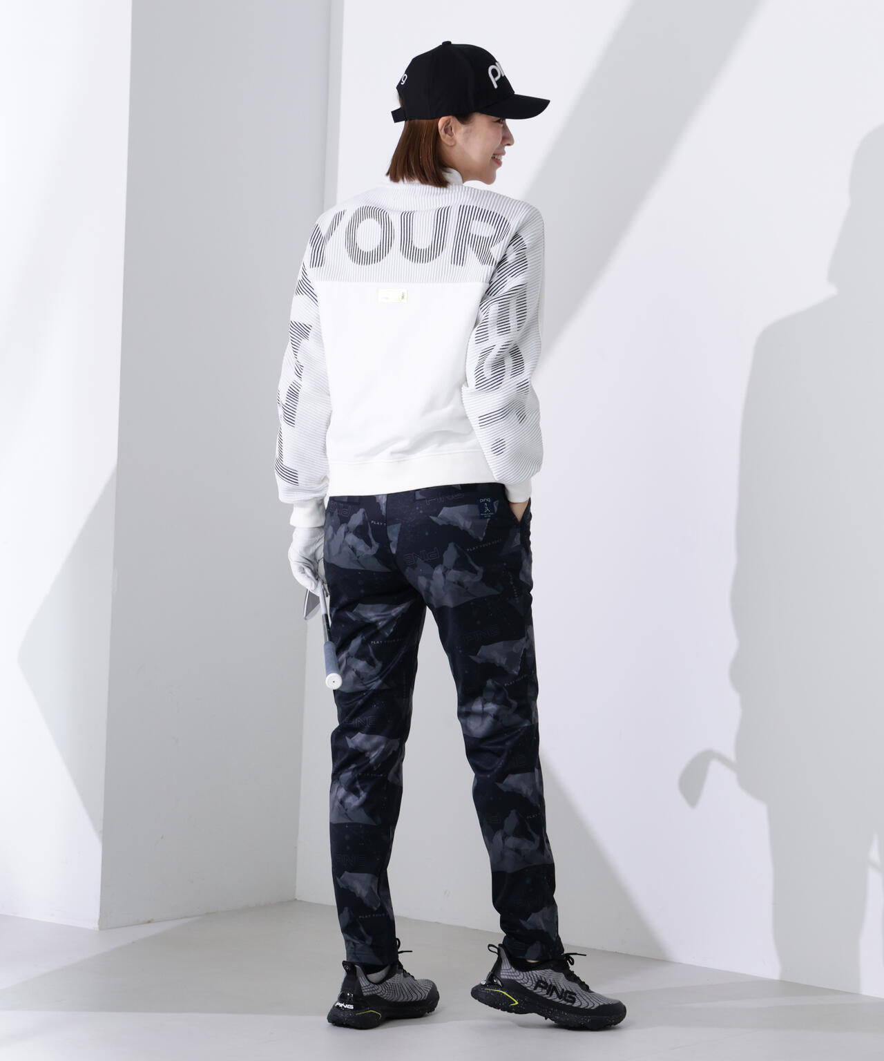 【PING APPAREL】ジャガードニット/カットソー リップルロゴクルーネックニット <GOLD> (LADIES)