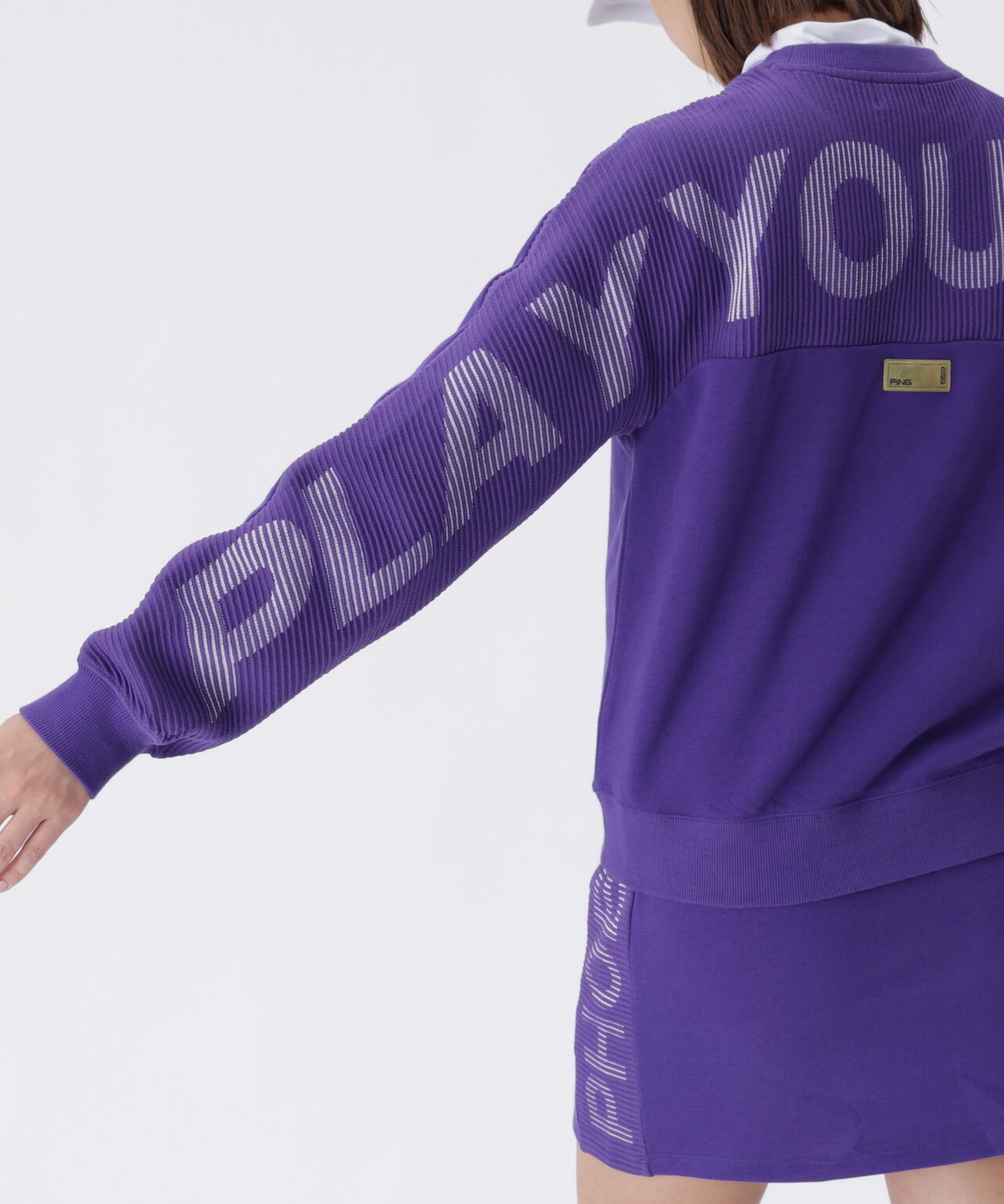 【PING APPAREL】ジャガードニット/カットソー リップルロゴクルーネックニット <GOLD> (LADIES)