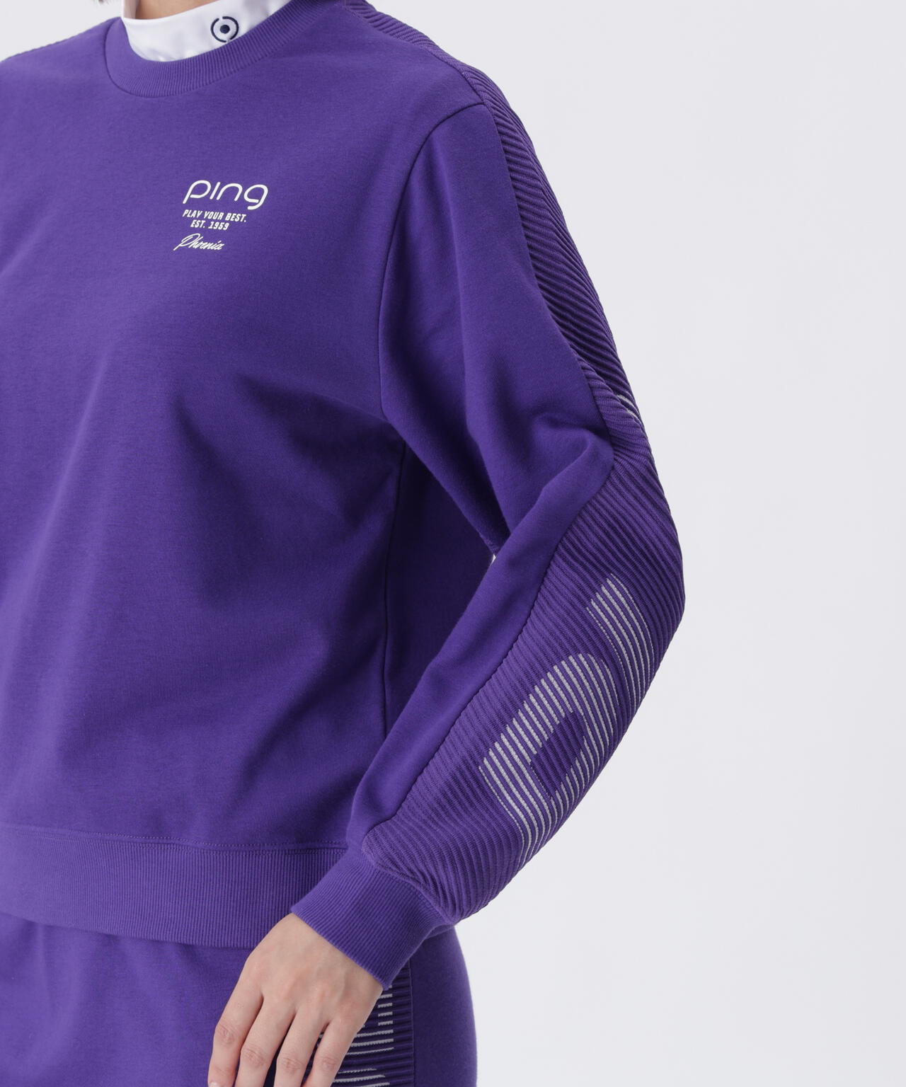 【PING APPAREL】ジャガードニット/カットソー リップルロゴクルーネックニット <GOLD> (LADIES)