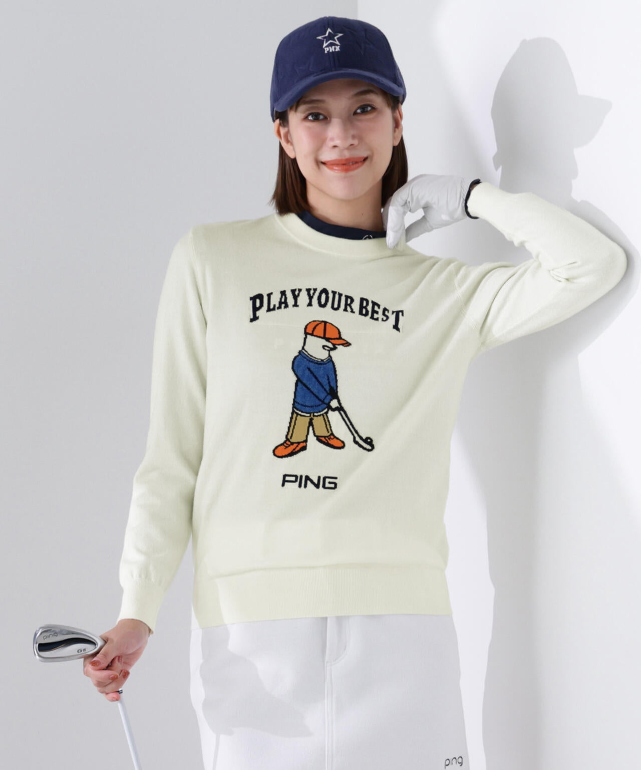【PING APPAREL】Mr.PINGジャカードクルーネックニットプルオーバー <LADIES LINE> (LADIES)