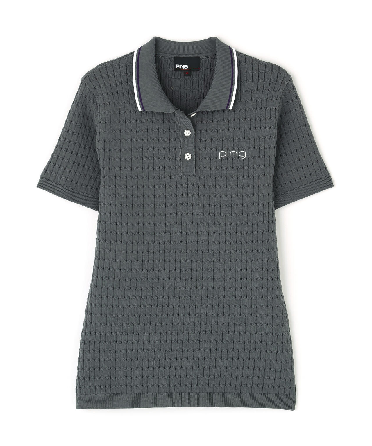 【PING APPAREL】ケーブル半袖ポロニット <GOLD> (LADIES)