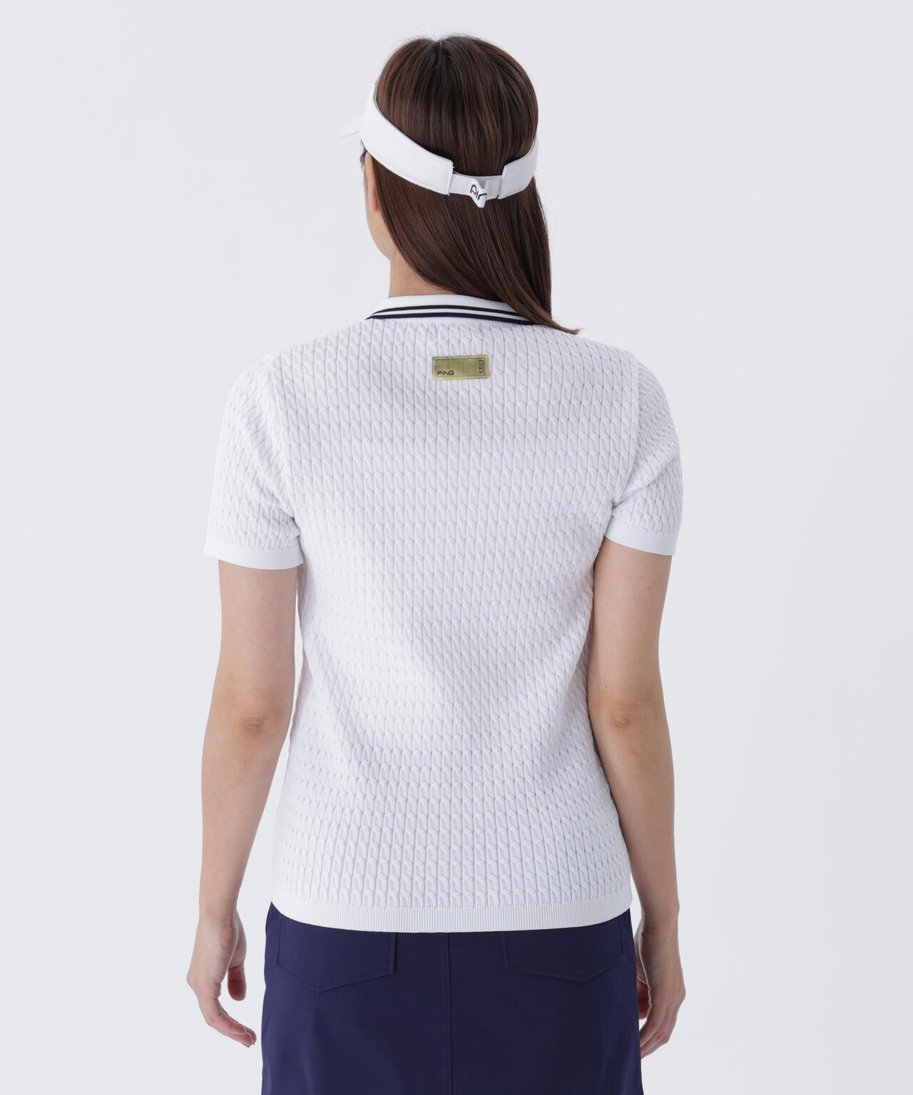 【PING APPAREL】ケーブル半袖ポロニット <GOLD> (LADIES)