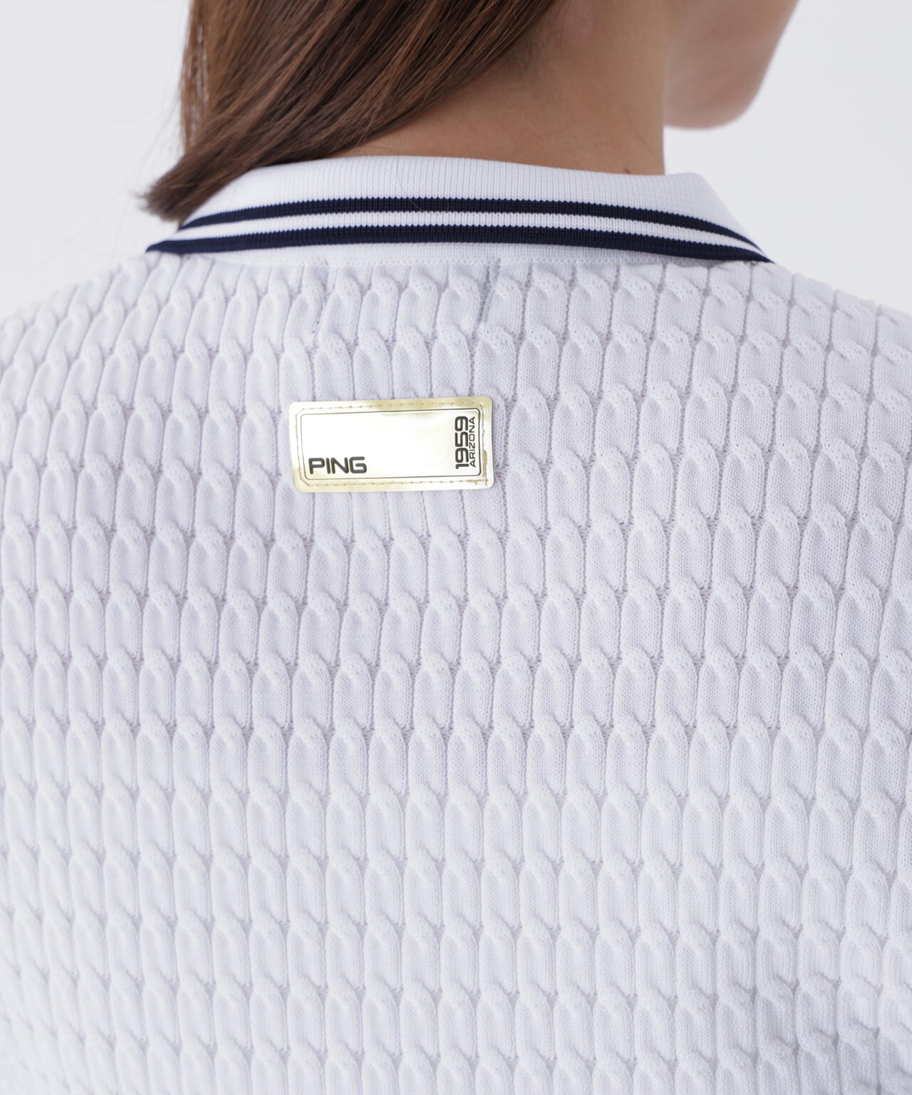 【PING APPAREL】ケーブル半袖ポロニット <GOLD> (LADIES)