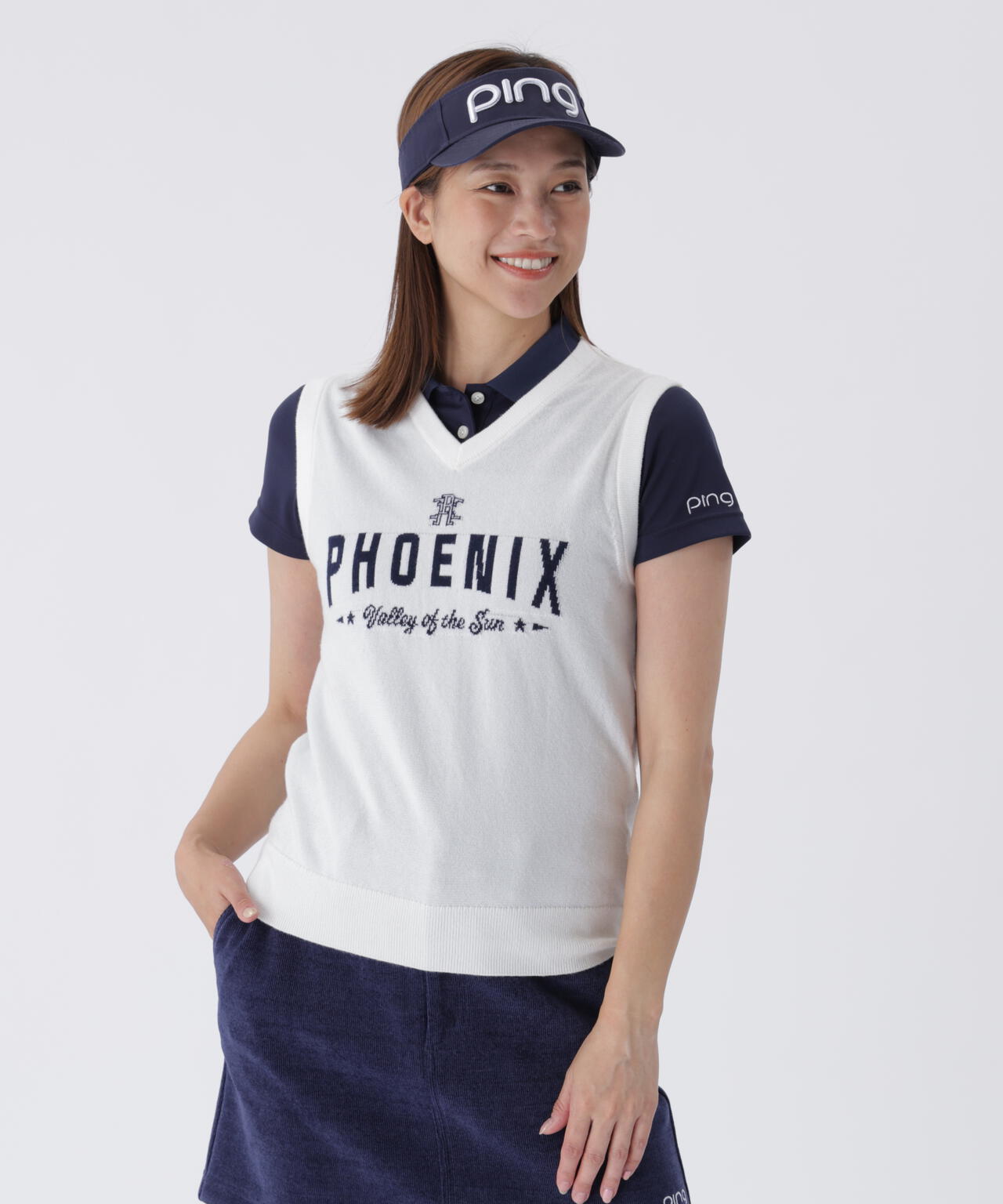 【PING APPAREL】デニムライクニット/カノコ レイヤードツインニット <LADIES LINE> (LADIES)