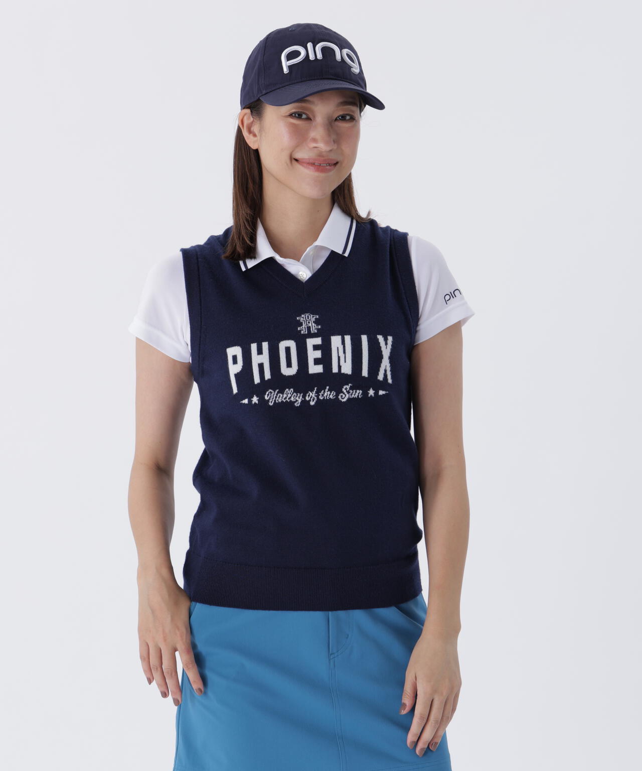 【PING APPAREL】デニムライクニット/カノコ レイヤードツインニット <LADIES LINE> (LADIES)