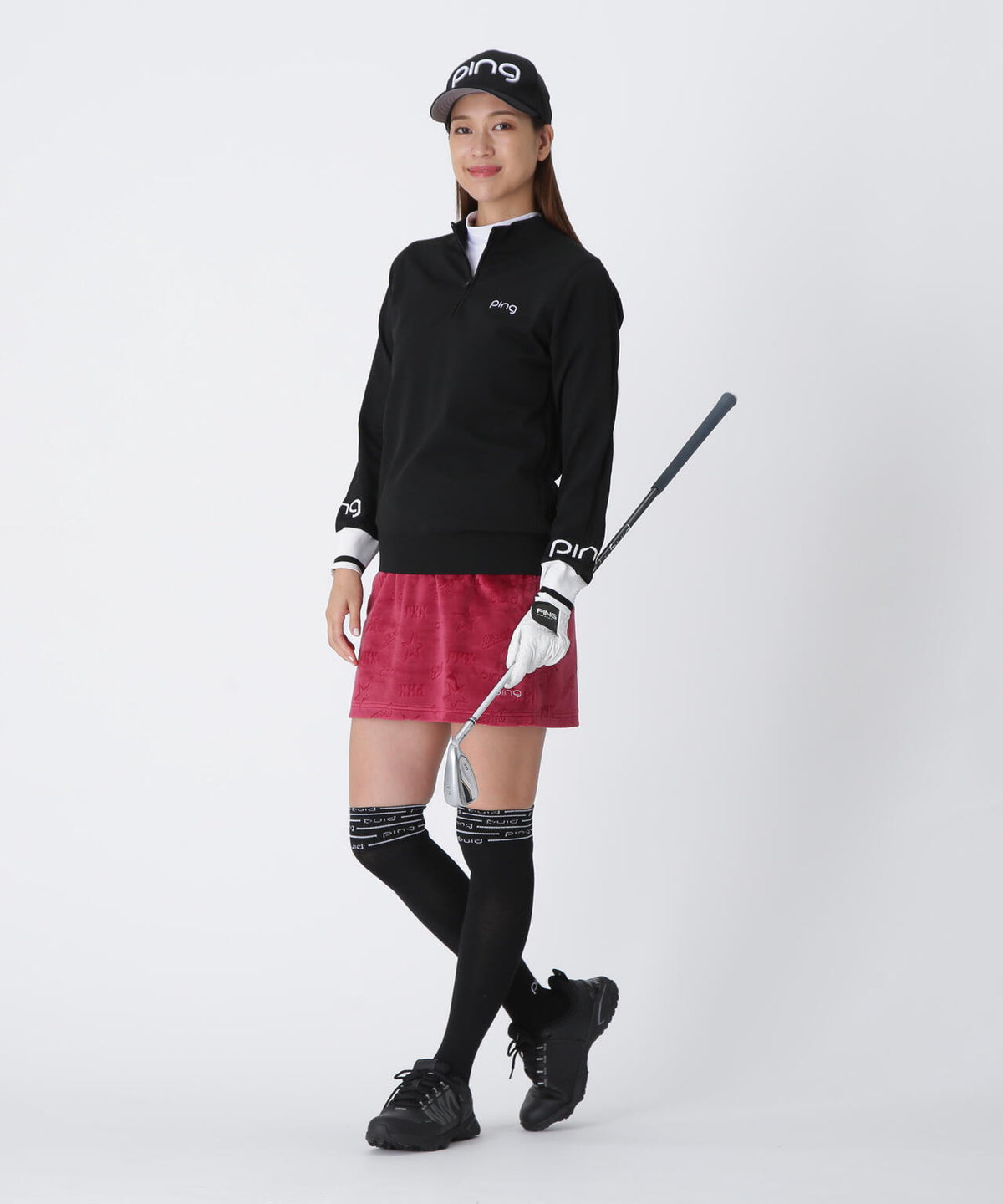 【PING APPAREL】ハーフジップ袖ロゴジャカードニット <LADIES LINE> (LADIES)