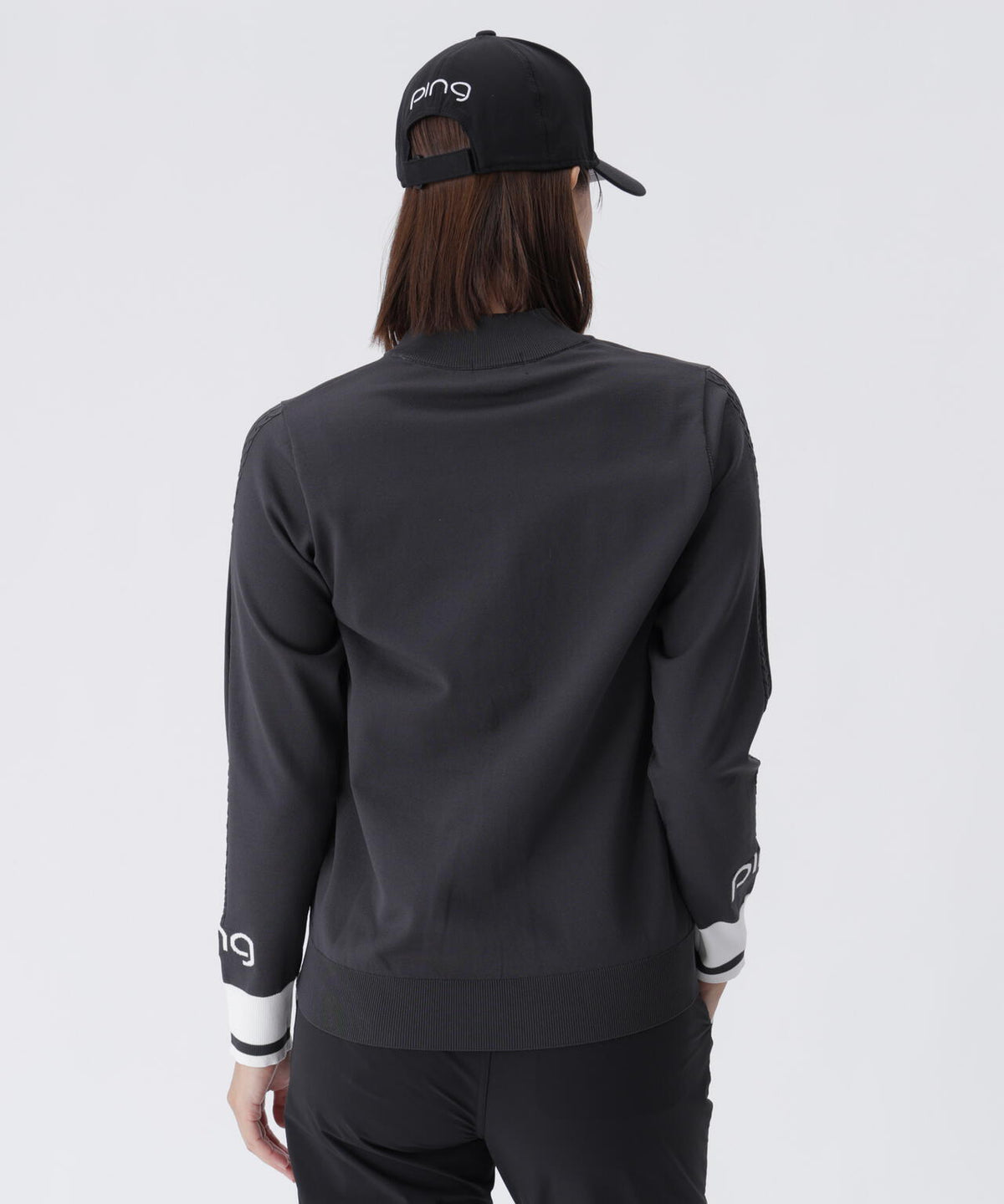 【PING APPAREL】ハーフジップ袖ロゴジャカードニット <LADIES LINE> (LADIES)