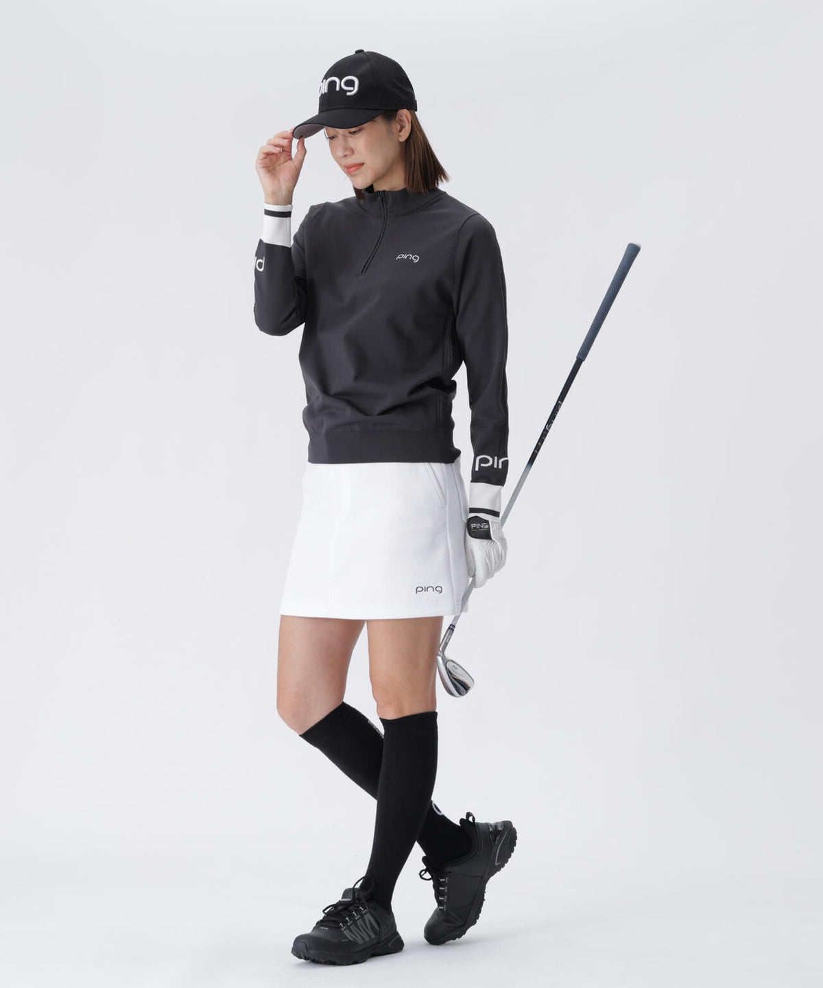 【PING APPAREL】ハーフジップ袖ロゴジャカードニット <LADIES LINE> (LADIES)