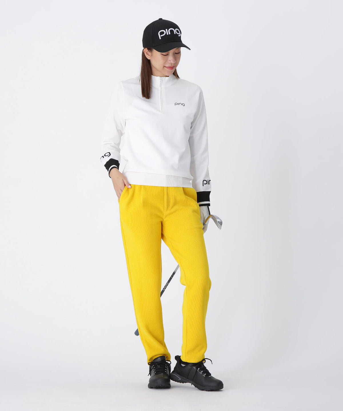 【PING APPAREL】ハーフジップ袖ロゴジャカードニット <LADIES LINE> (LADIES)