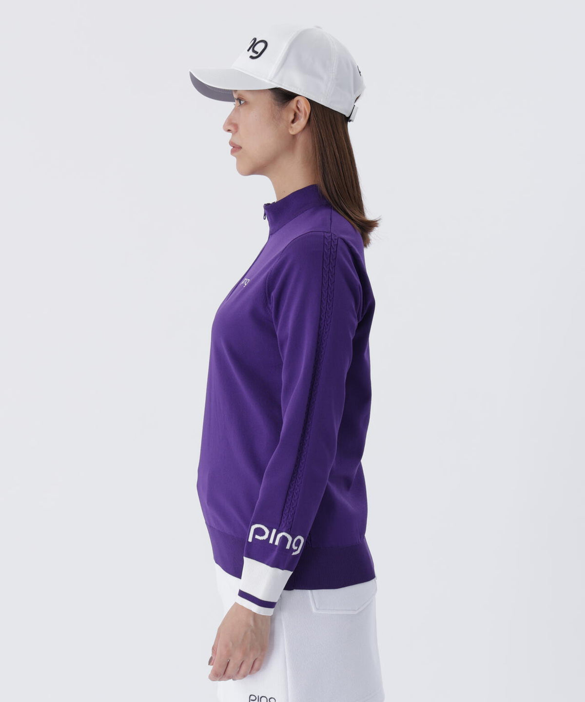 【PING APPAREL】ハーフジップ袖ロゴジャカードニット <LADIES LINE> (LADIES)
