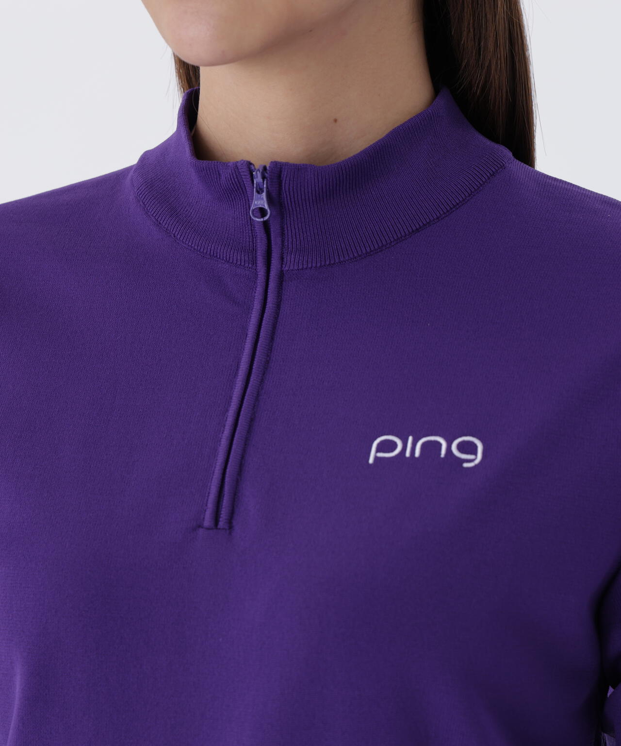 【PING APPAREL】ハーフジップ袖ロゴジャカードニット <LADIES LINE> (LADIES)