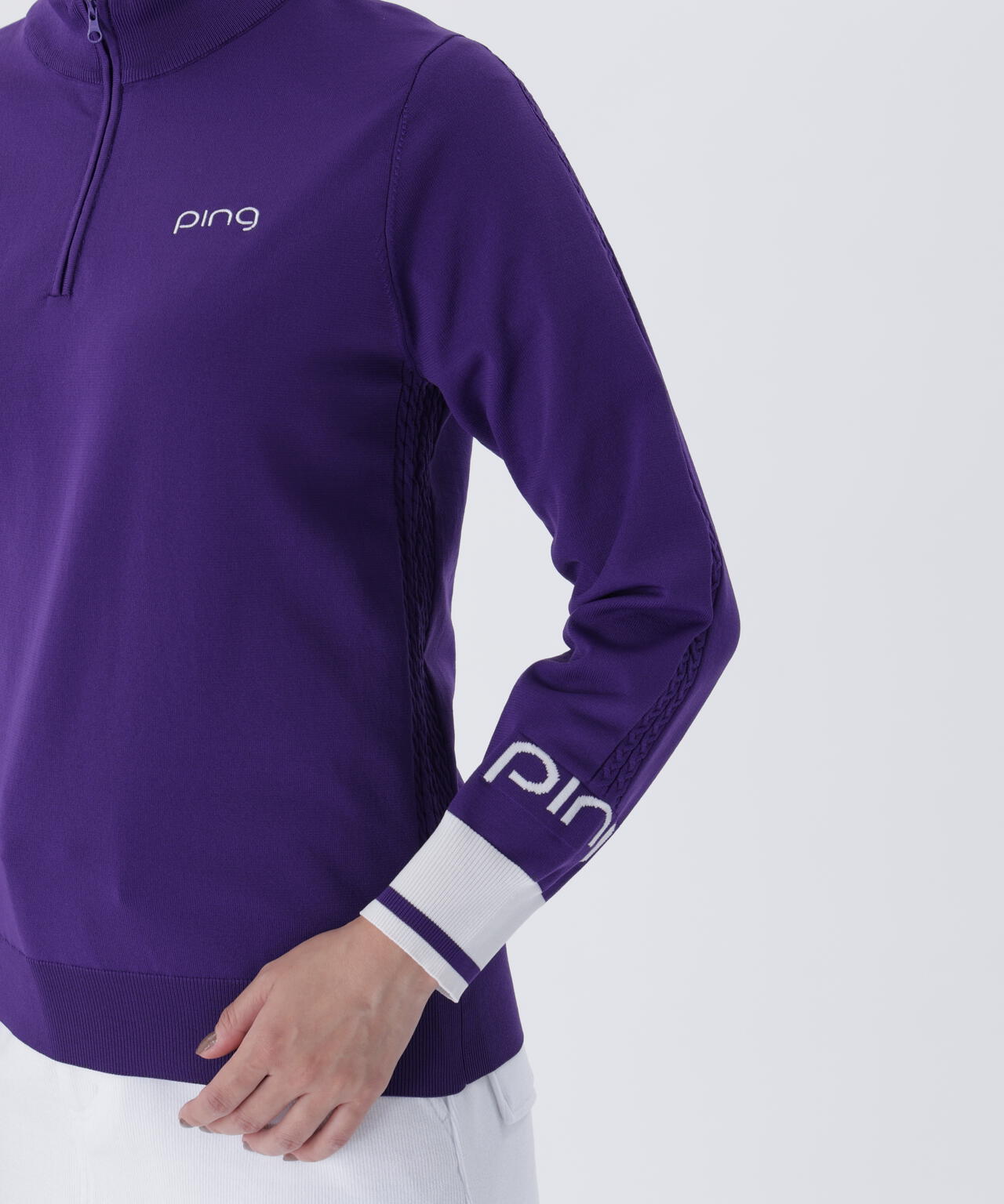 【PING APPAREL】ハーフジップ袖ロゴジャカードニット <LADIES LINE> (LADIES)