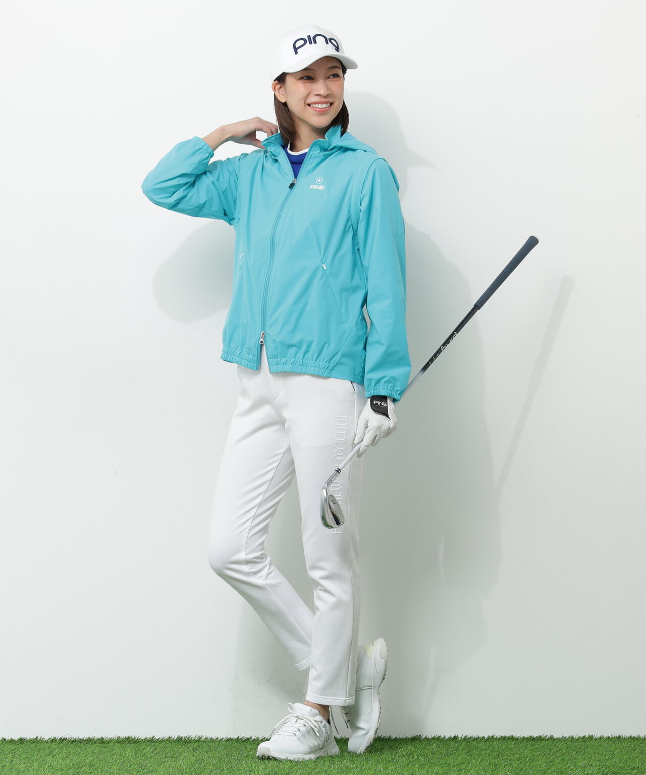 【PING APPAREL】全方向ストレッチ 接結裏メッシュスウェットテーパードパンツ <GOLD> (LADIES)