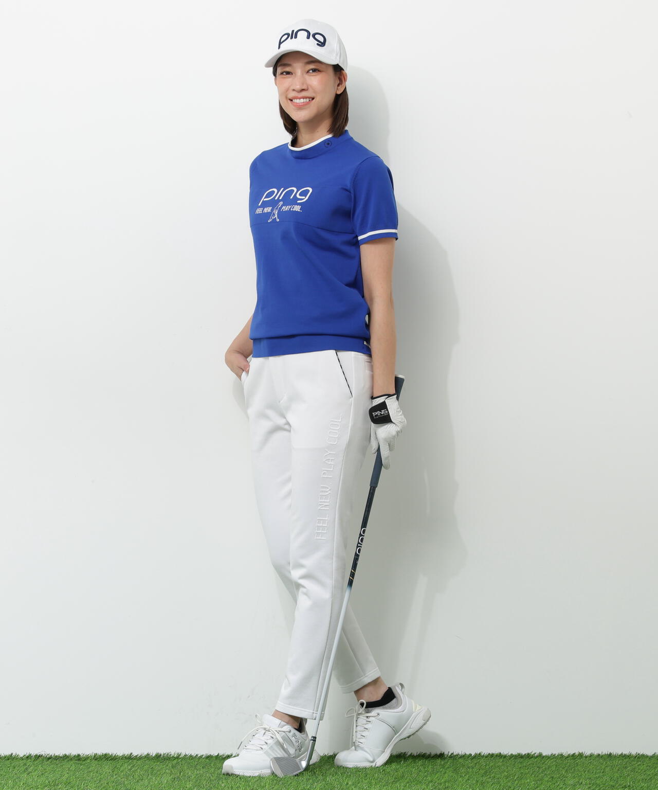 【PING APPAREL】全方向ストレッチ 接結裏メッシュスウェットテーパードパンツ <GOLD> (LADIES)