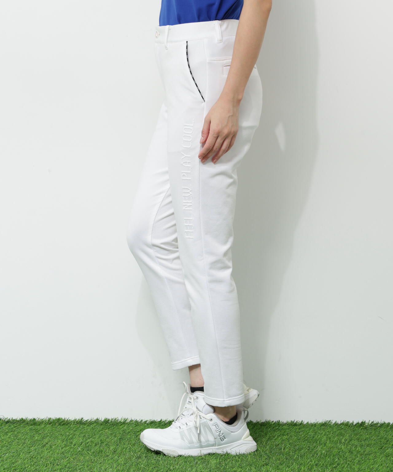 【PING APPAREL】全方向ストレッチ 接結裏メッシュスウェットテーパードパンツ <GOLD> (LADIES)