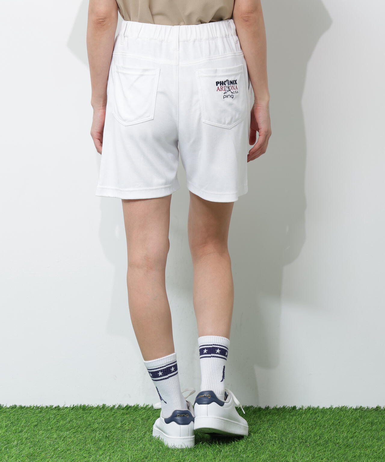 【PING APPAREL】全方向ストレッチダブルフェイスドライミックスアイストーンショートパンツ <NATIVE> (LADIES)