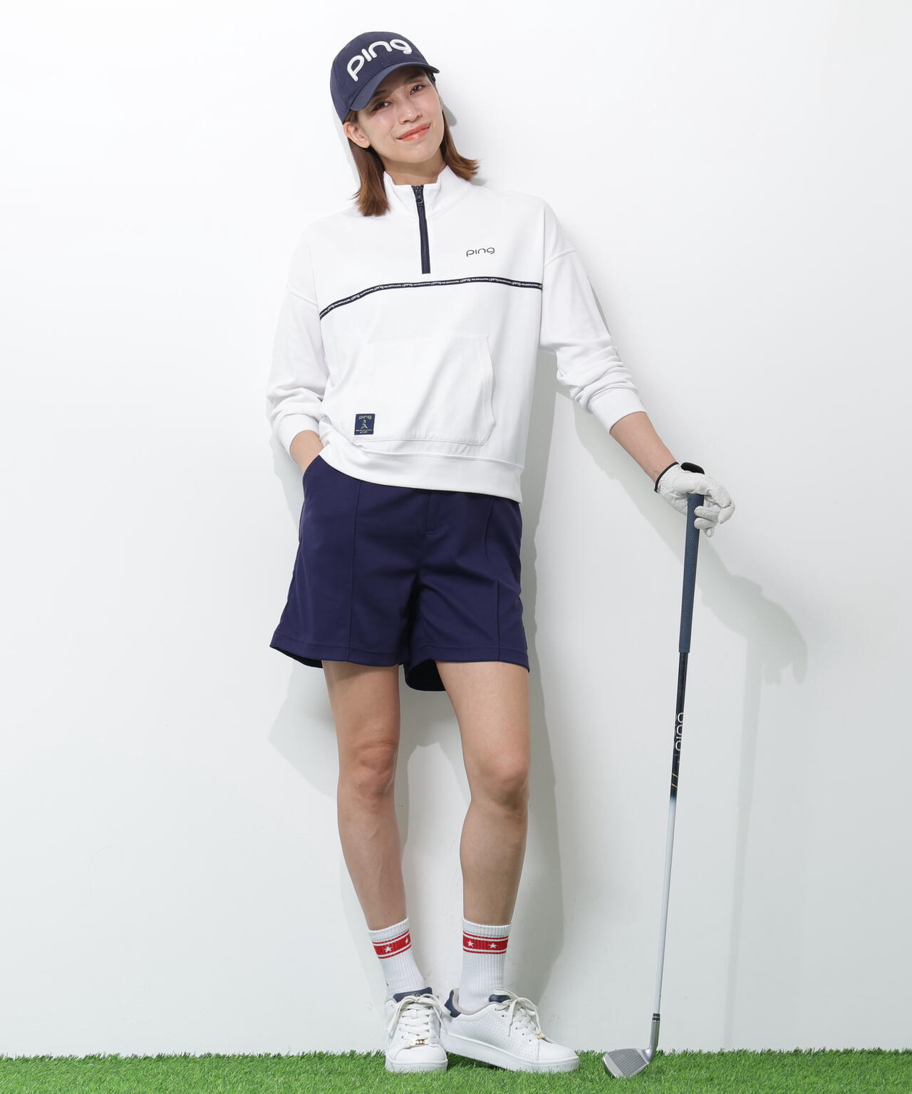 【PING APPAREL】全方向ストレッチダブルフェイスドライミックスアイストーンショートパンツ <NATIVE> (LADIES)