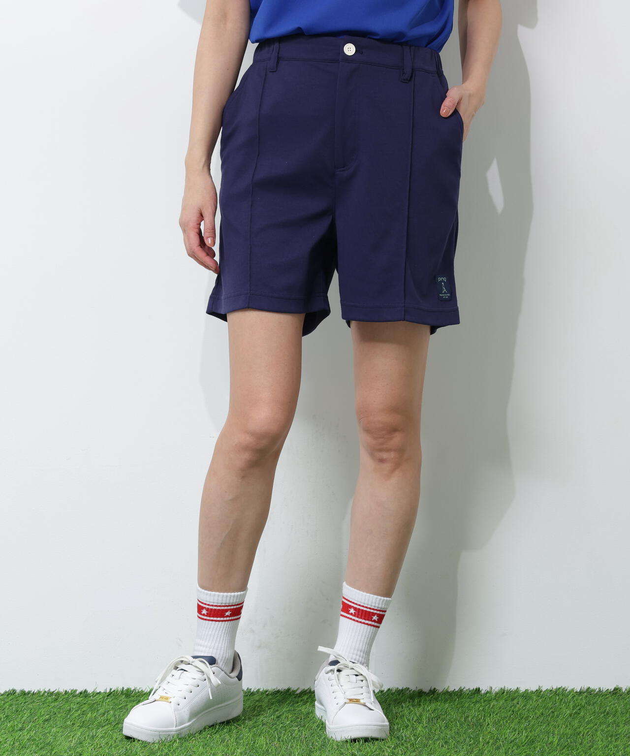 【PING APPAREL】全方向ストレッチダブルフェイスドライミックスアイストーンショートパンツ <NATIVE> (LADIES)