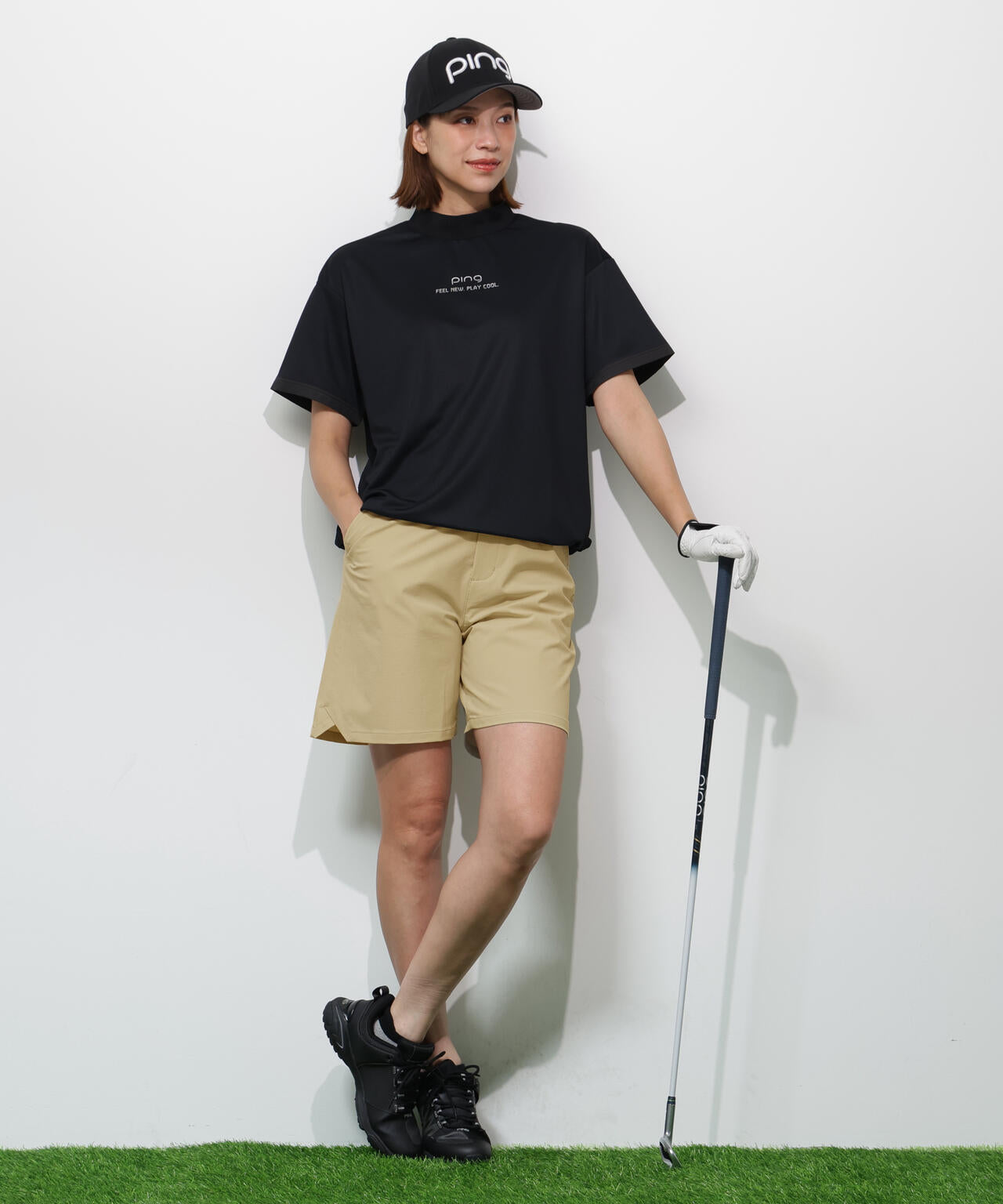 【PING APPAREL】全方向ストレッチドライタッチリップストップショートパンツ <GOLD> (LADIES)