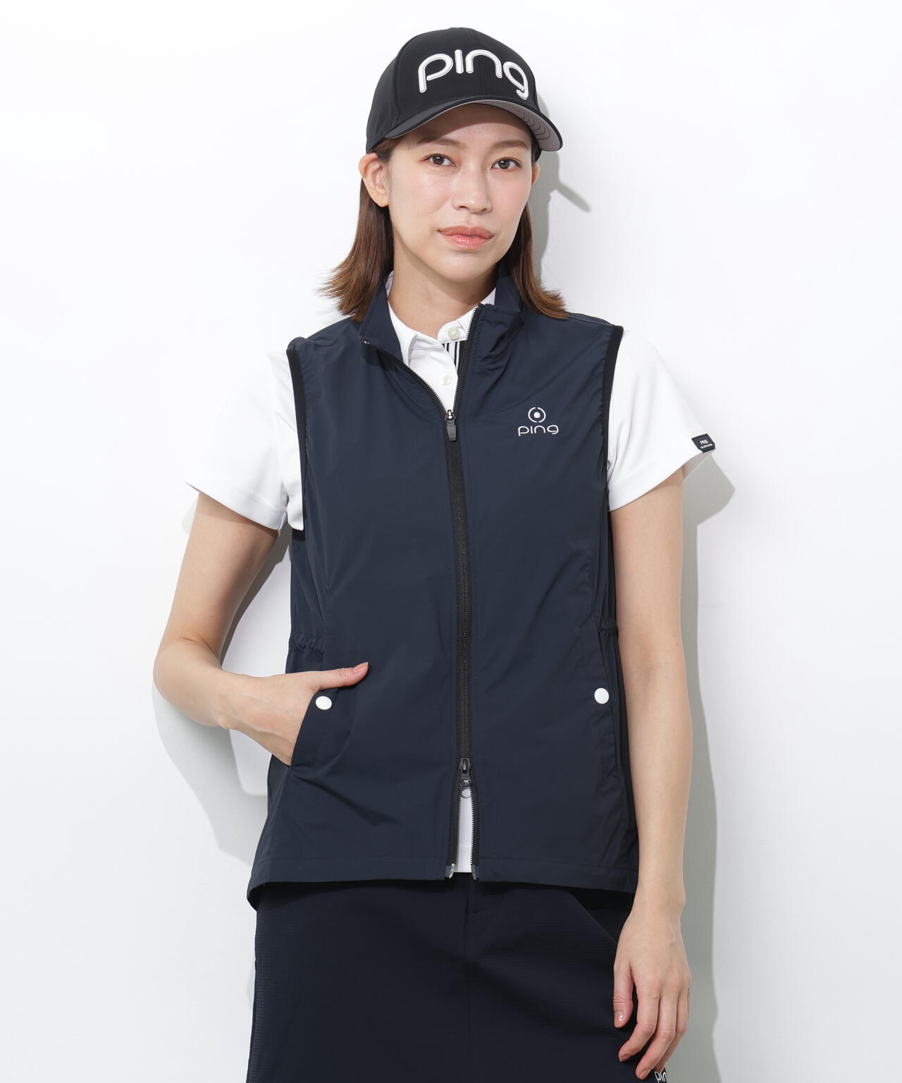 【PING APPAREL】ストレッチリップストップ高機能フルジップベスト <GOLD> (LADIES)