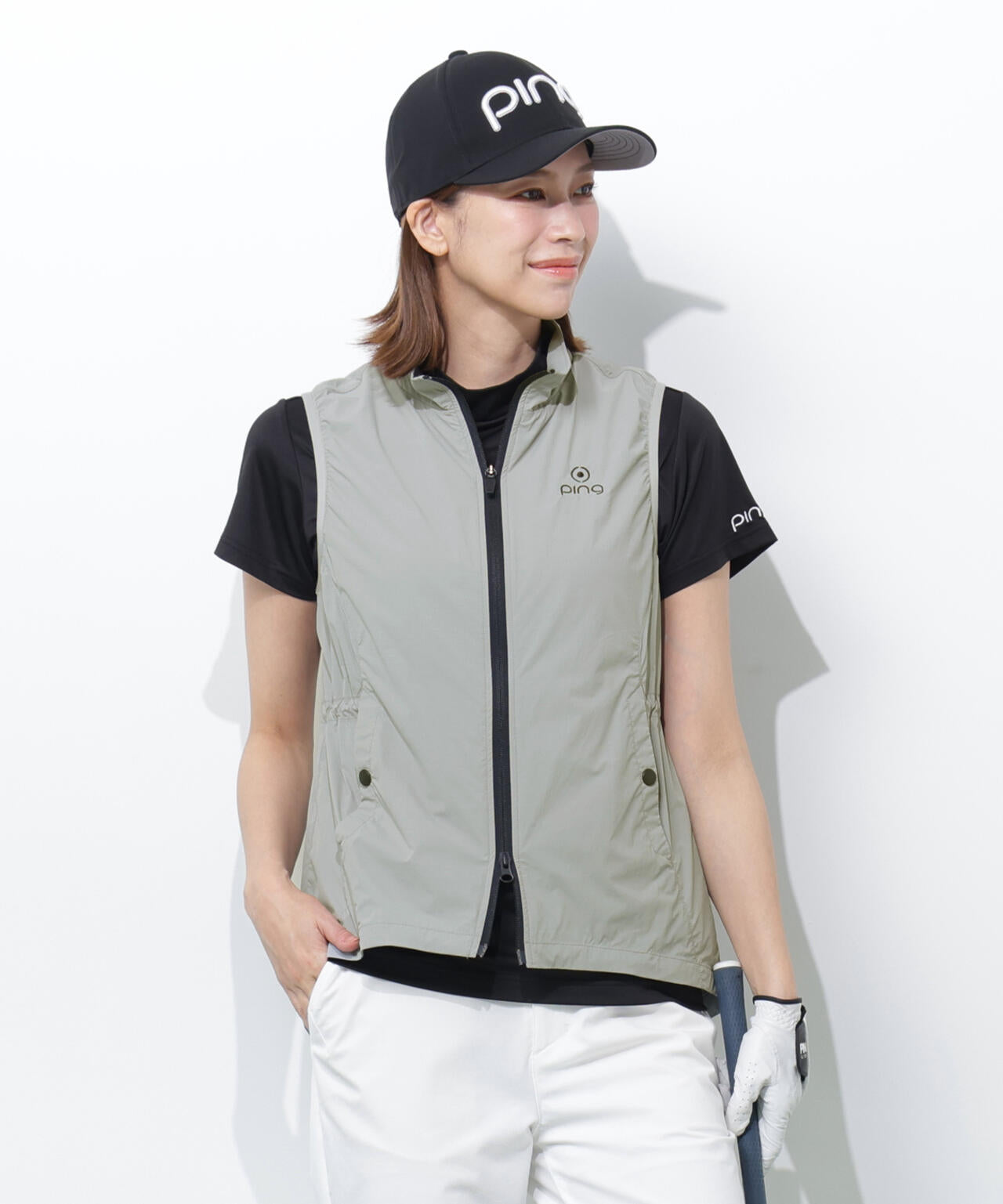 【PING APPAREL】ストレッチリップストップ高機能フルジップベスト <GOLD> (LADIES)
