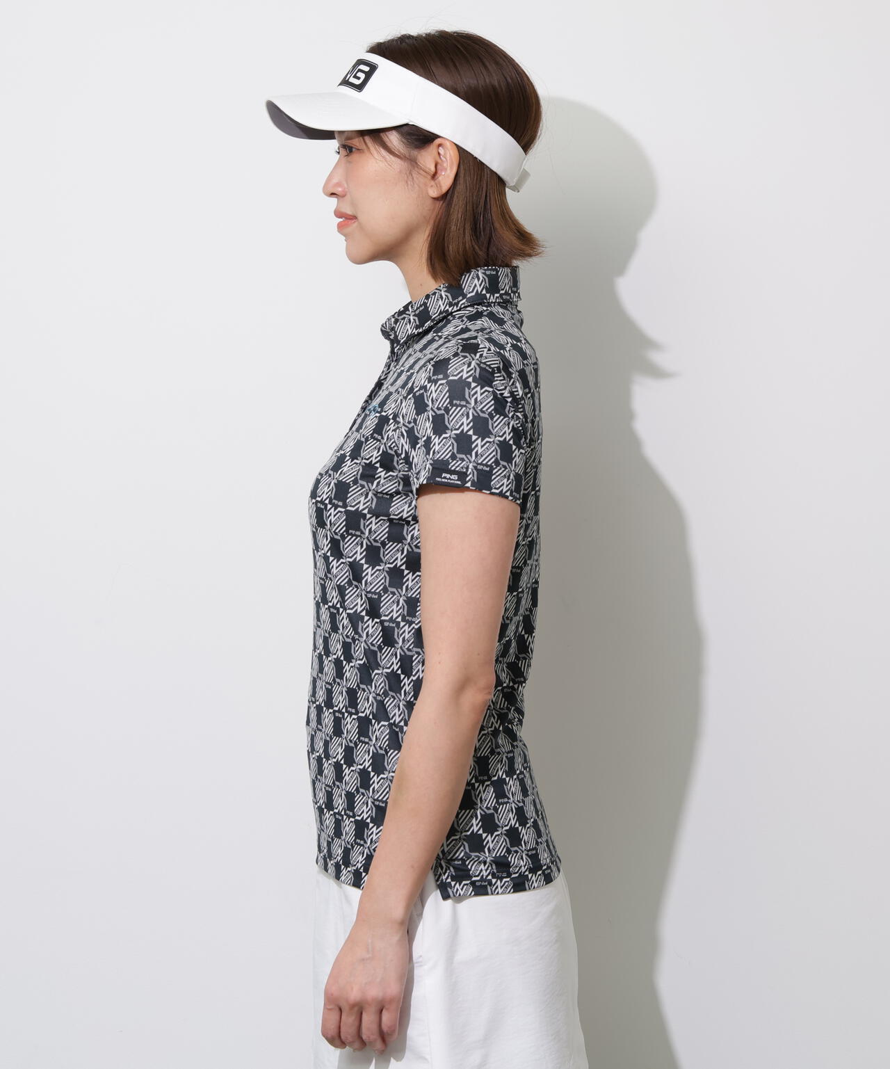 【PING APPAREL】AZモノグラムジャカードブロックロゴ半袖ポロシャツ <PERFORMANCE> (LADIES)