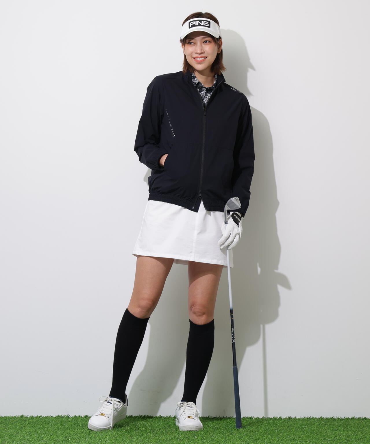 【PING APPAREL】AZモノグラムジャカードブロックロゴ半袖ポロシャツ <PERFORMANCE> (LADIES)