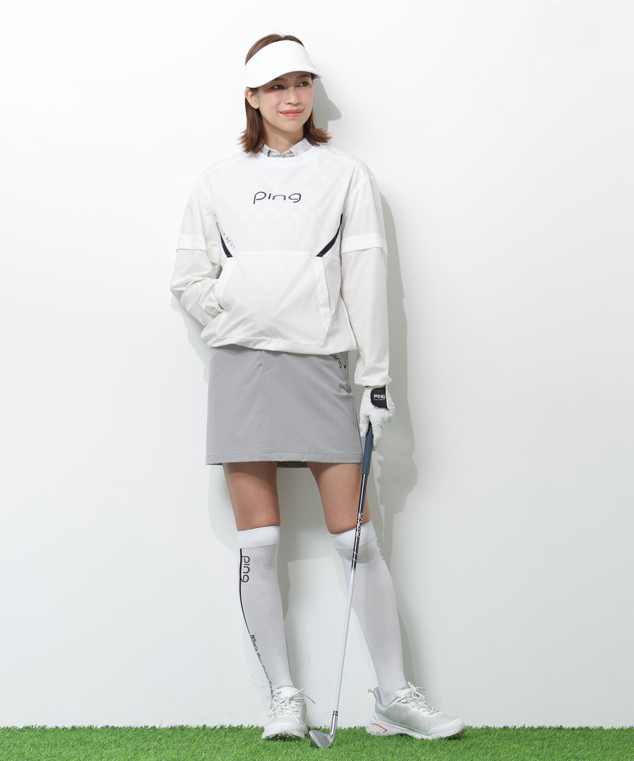 【PING APPAREL】AZモノグラムジャカードブロックロゴ半袖ポロシャツ <PERFORMANCE> (LADIES)